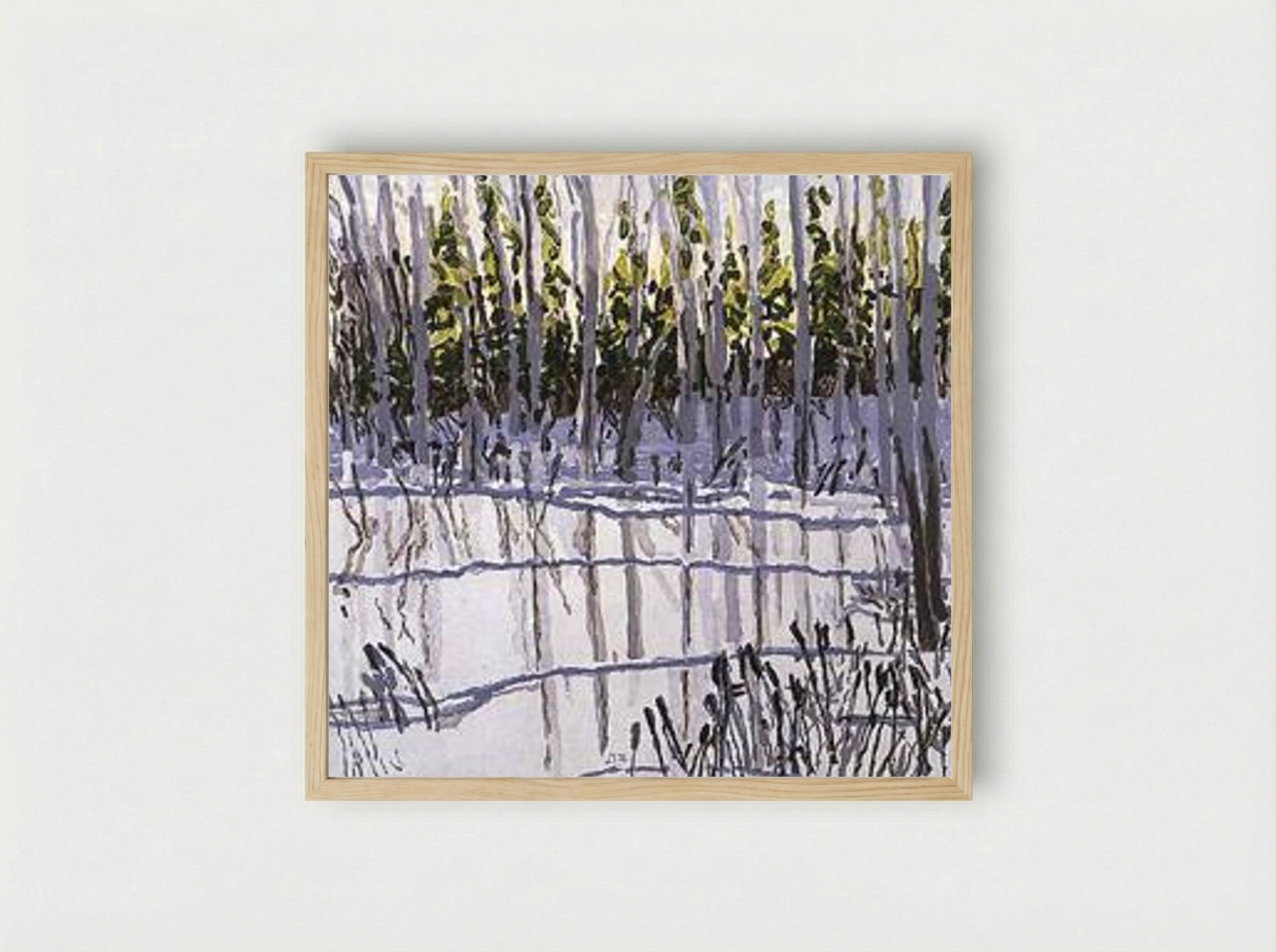 Trees Reflected on Ice - Neil Welliver - Framed Print Wood