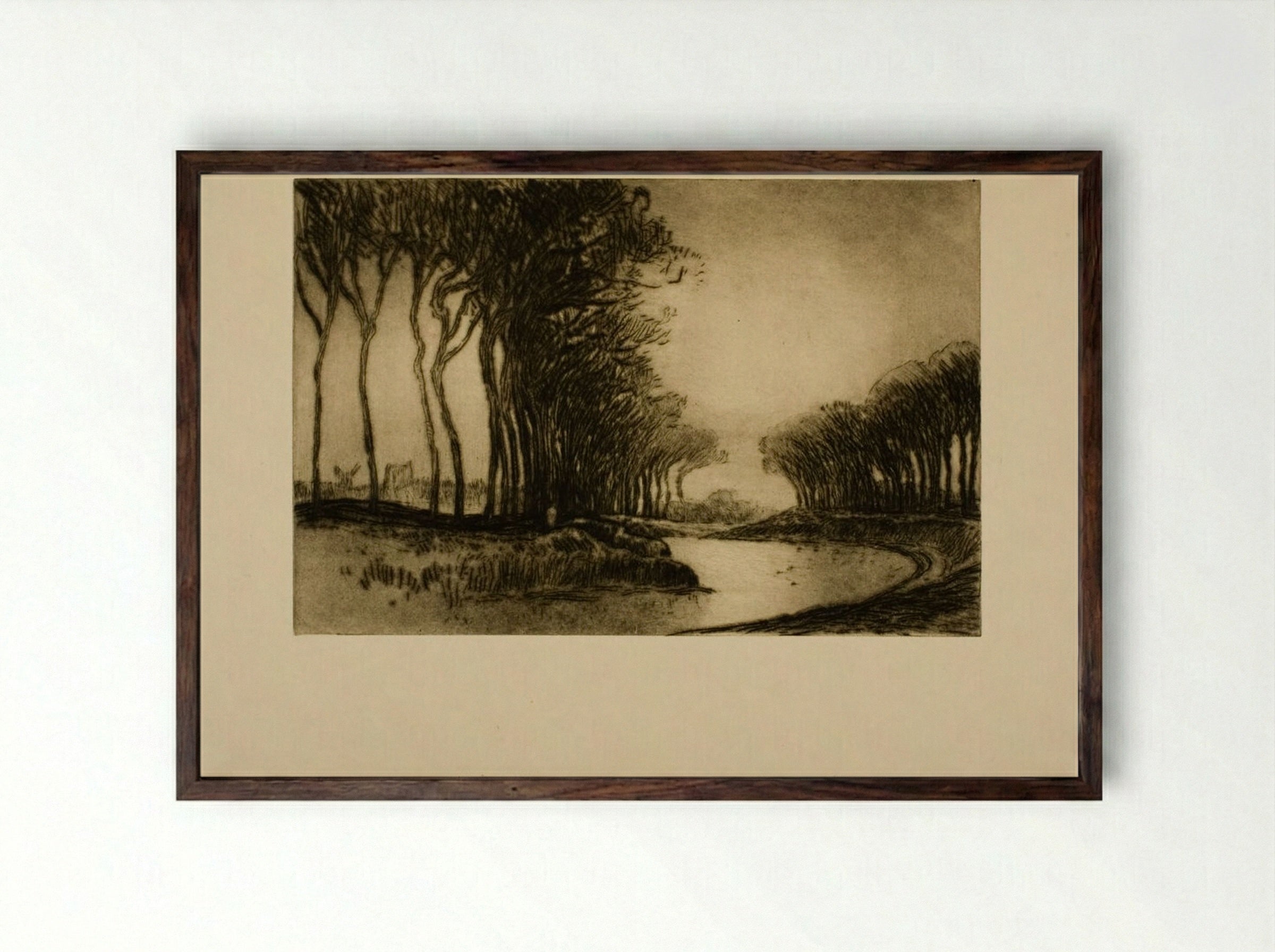 Trees and Fields - Alexander Shilling - Framed Print Dark Wood