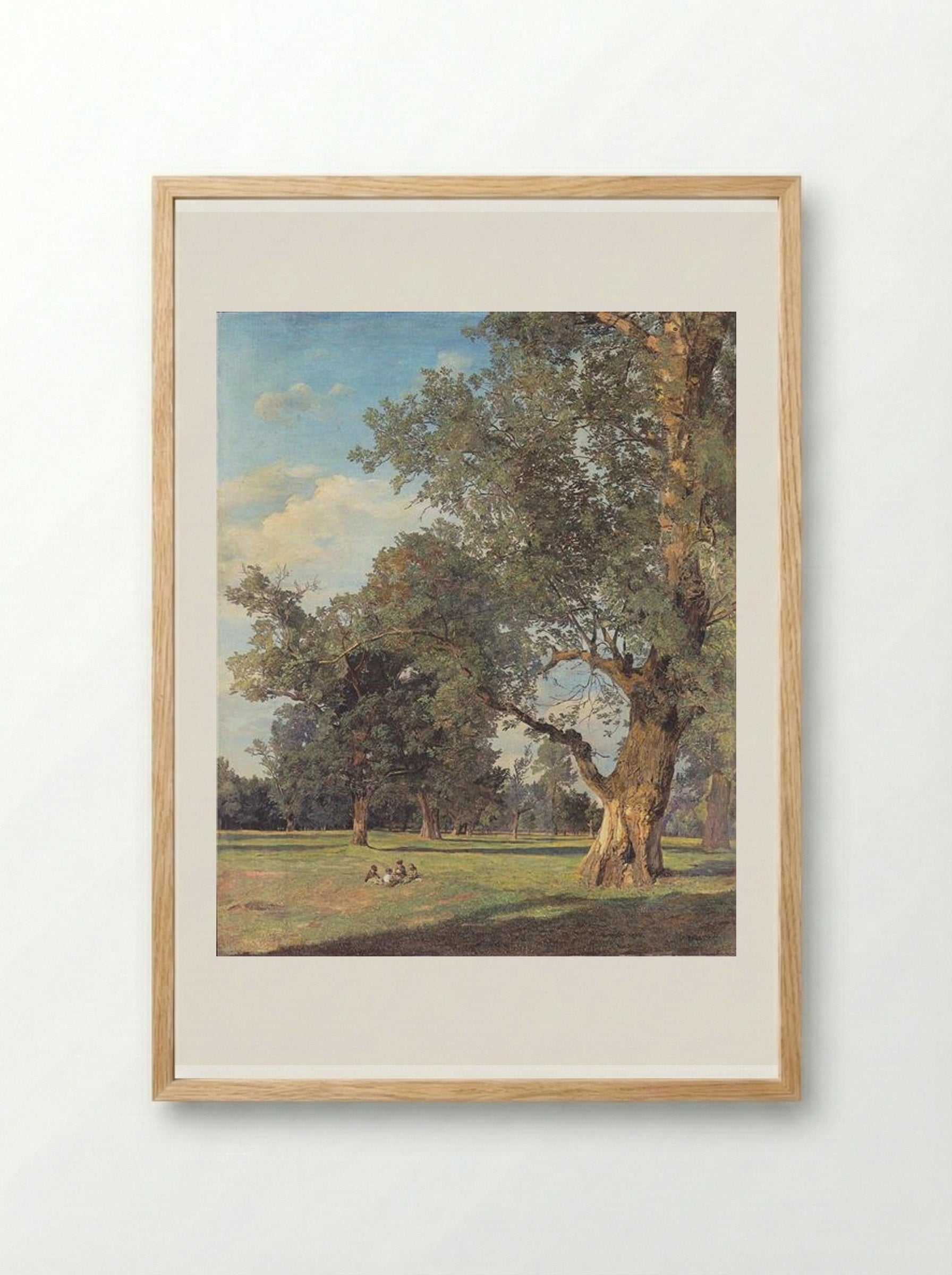 Trees in the Prater with seated figures - Ferdinand Georg Waldmüller - Framed Print Wood