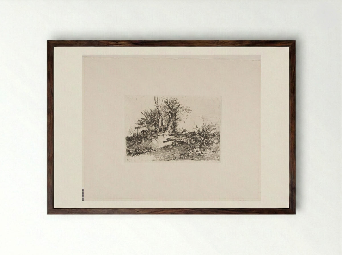 Trees on a Bank - John Crome - Framed Print Dark Wood
