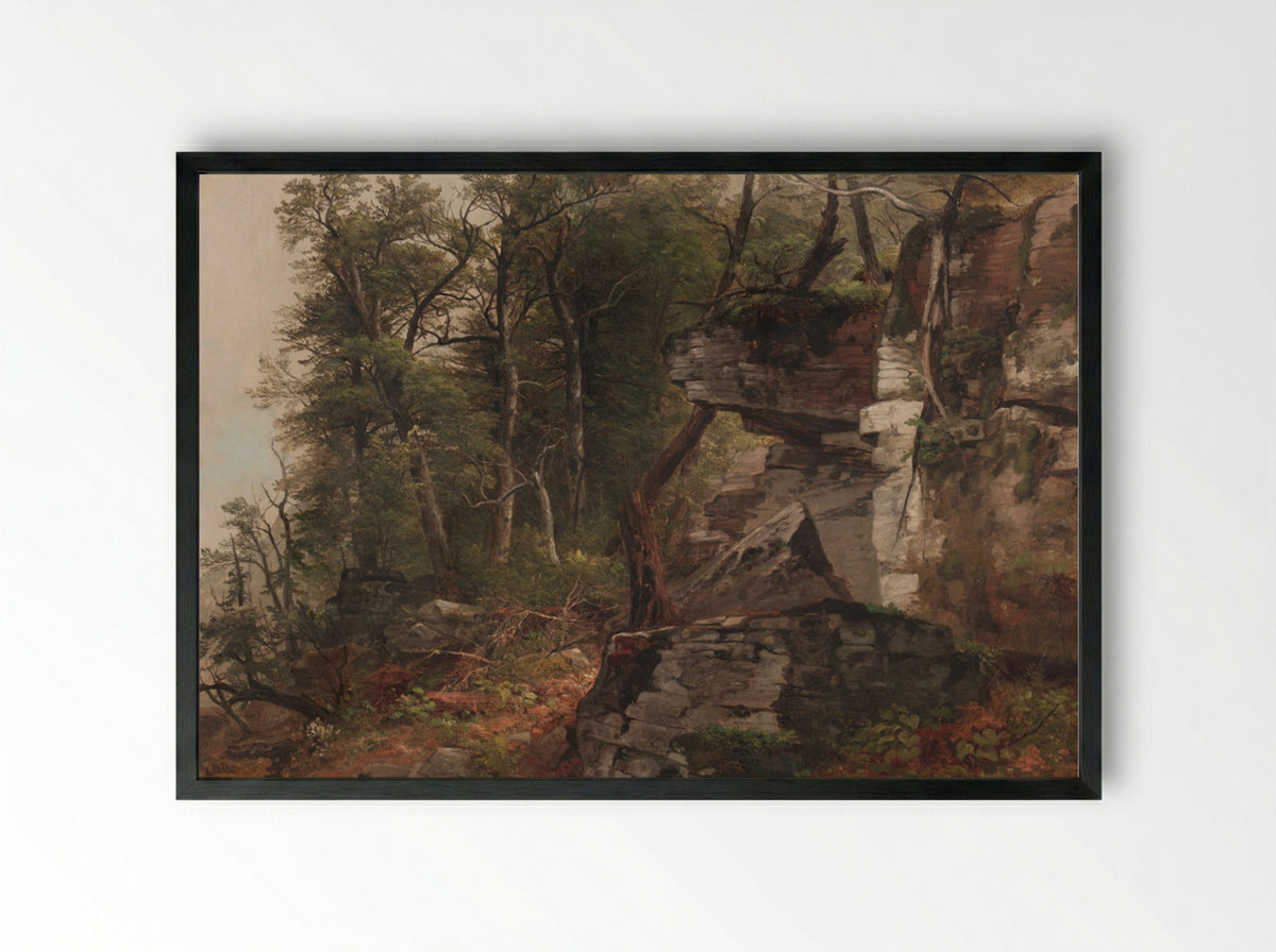 Trees on a Rocky Hillside - Asher B. Durand - Framed Print Black