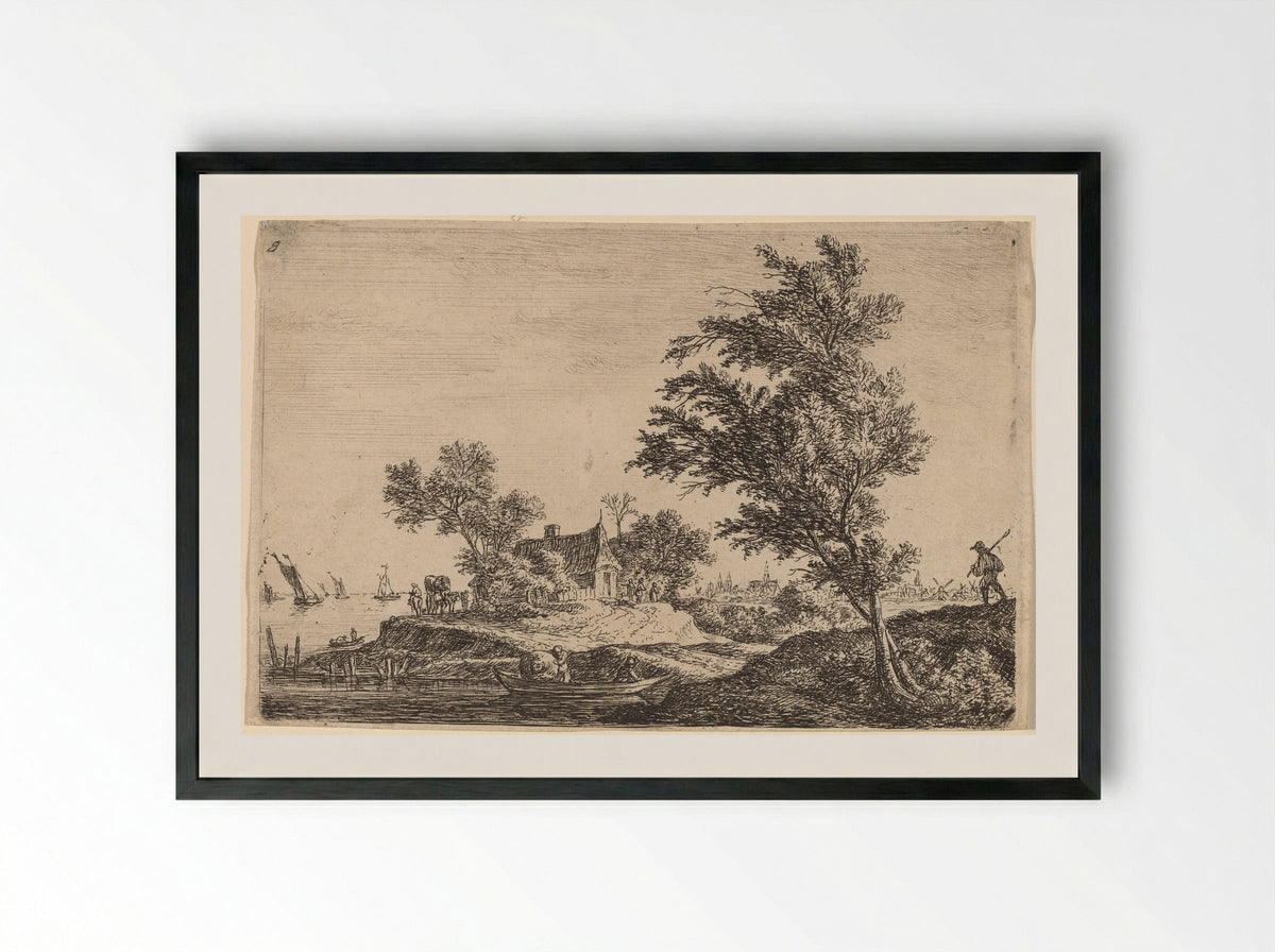 Trees - Anthonie Waterloo - Framed Print Black