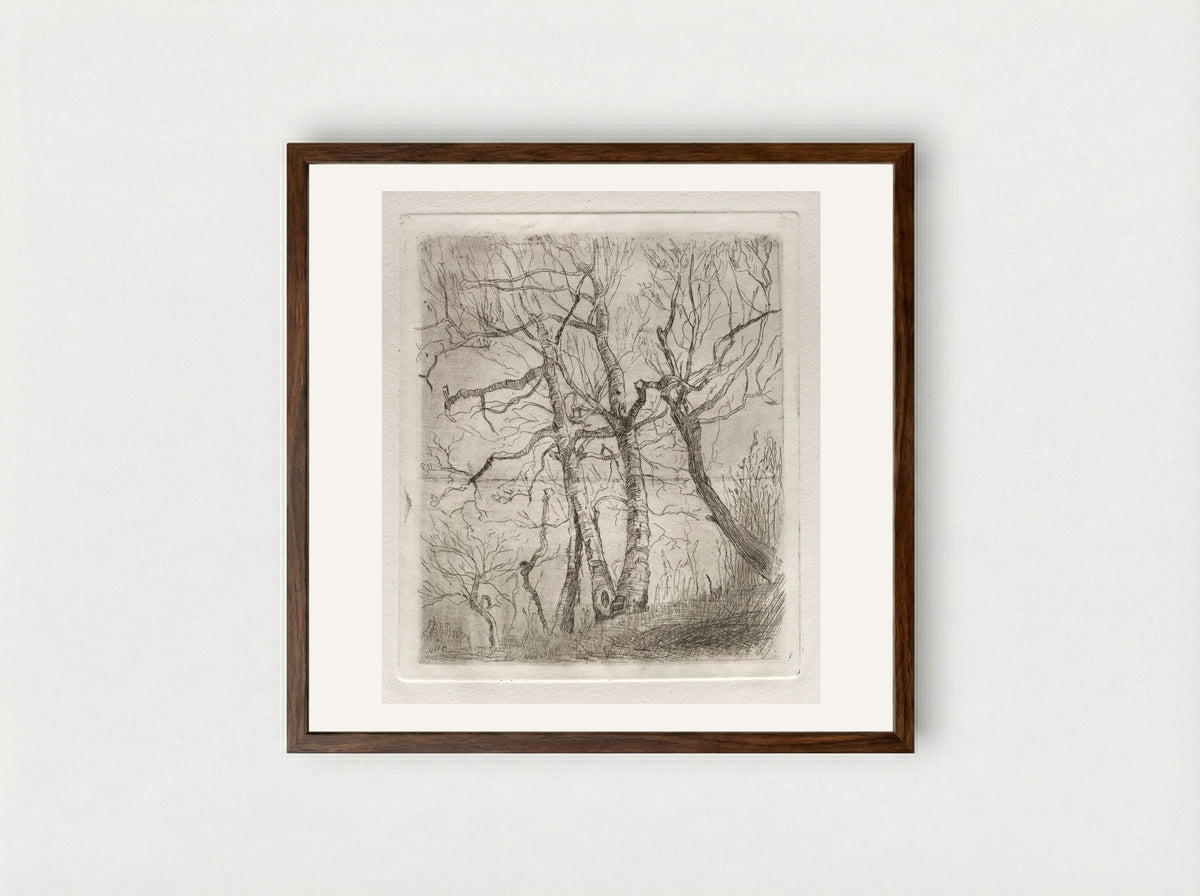 Trees - Otto H. Bacher - Framed Print Dark Wood