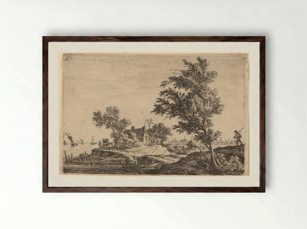 Trees - Anthonie Waterloo - Framed Print Dark Wood