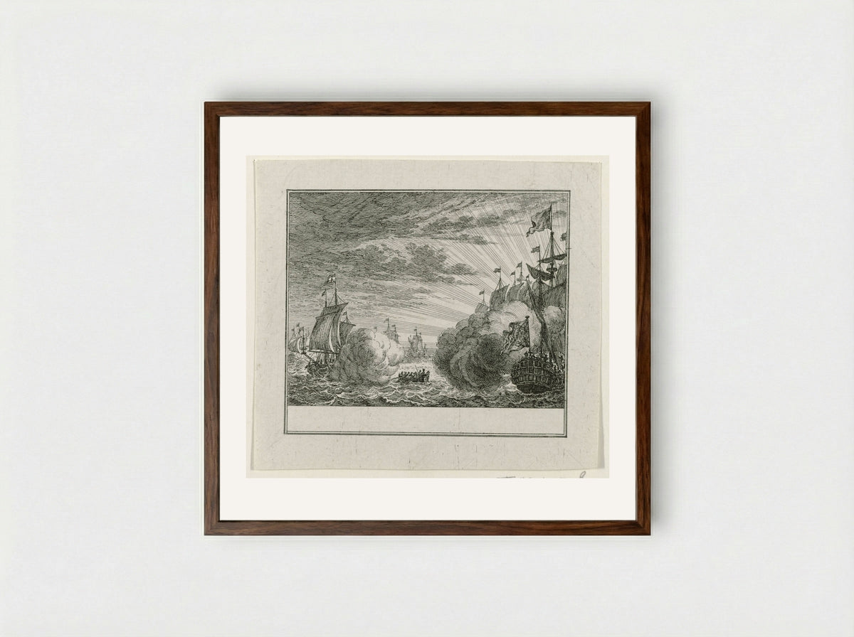 Treffen tussen Fielding en Van Bylandt - Simon Fokke - Framed Print Dark Wood