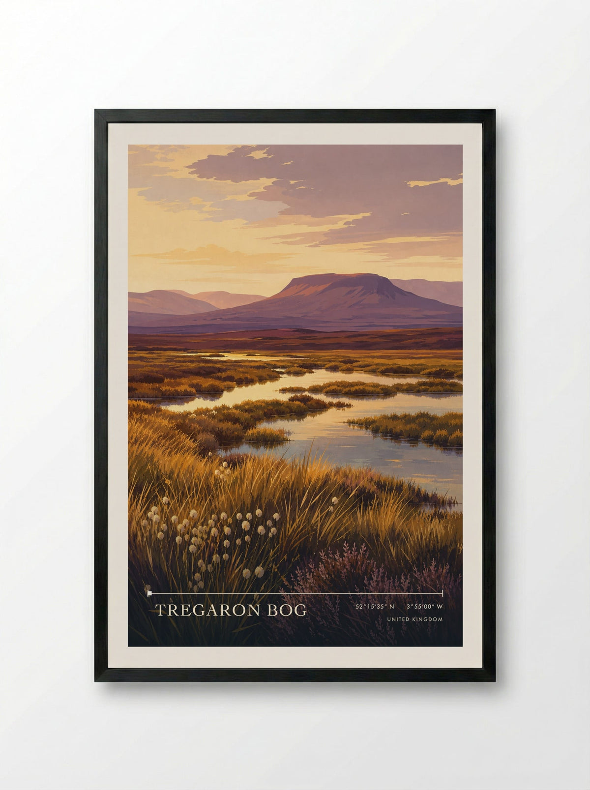 Tregaron Bog United Kingdom Travel Poster - Framed Print Black