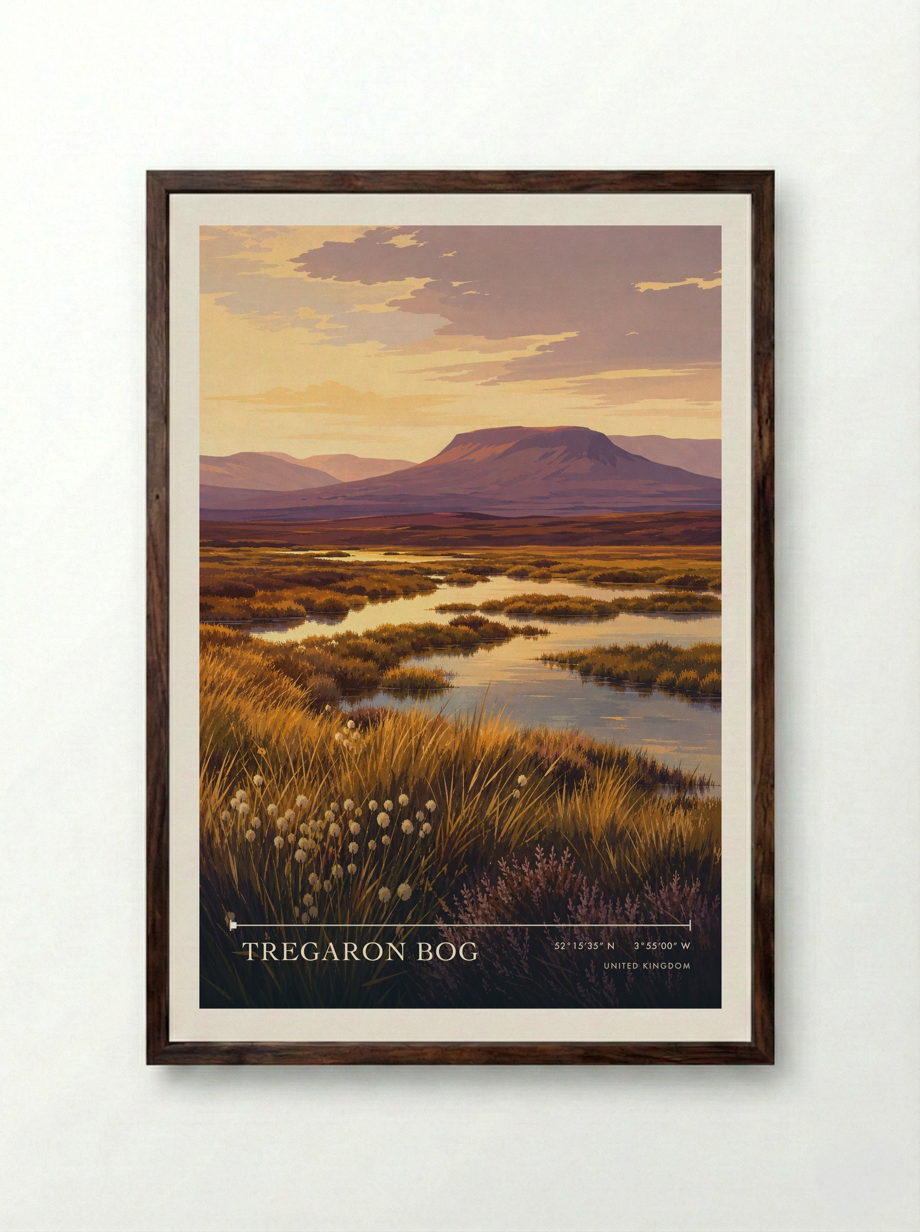 Tregaron Bog United Kingdom Travel Poster - Framed Print Dark Wood