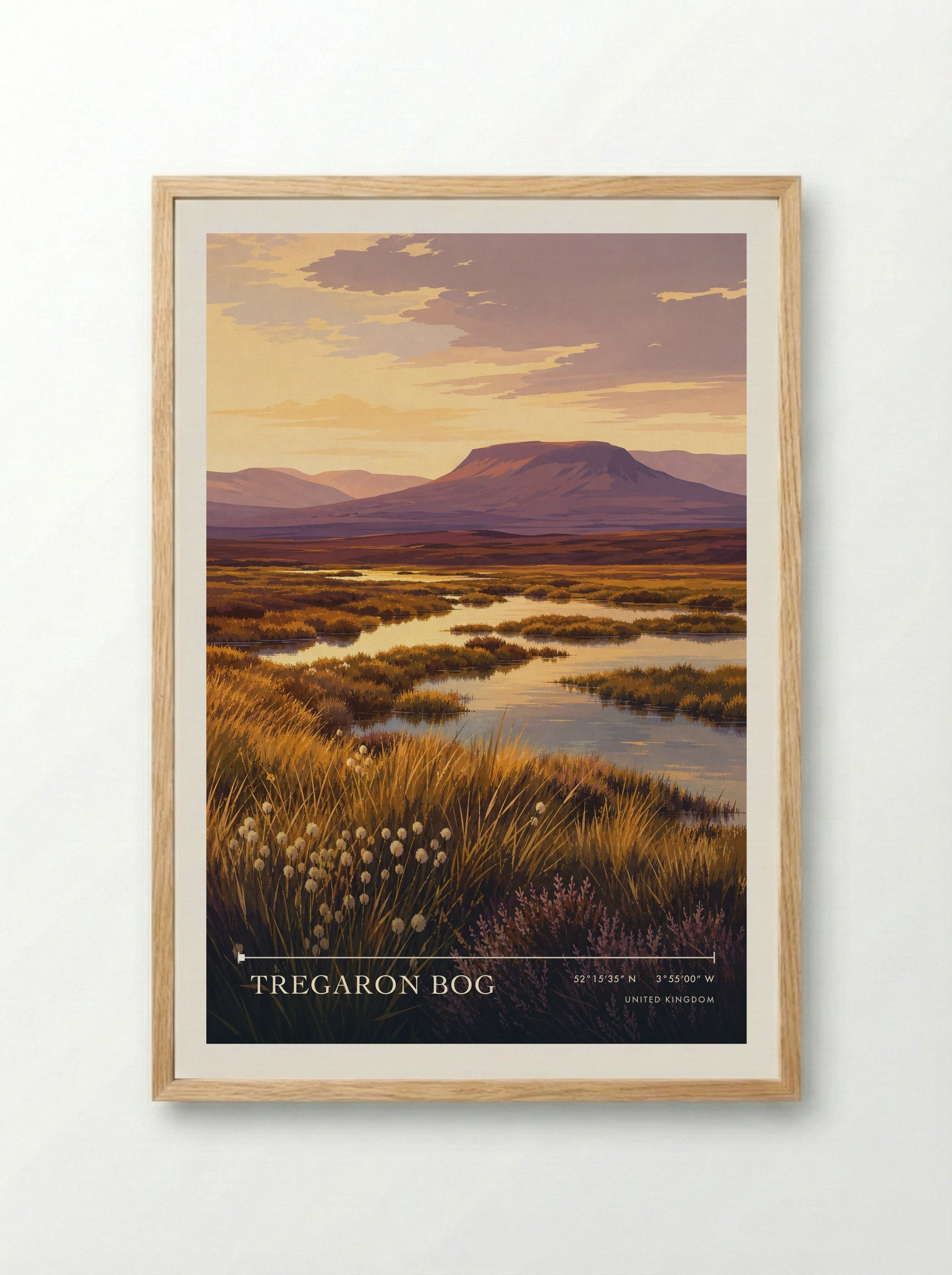 Tregaron Bog United Kingdom Travel Poster - Framed Print Wood