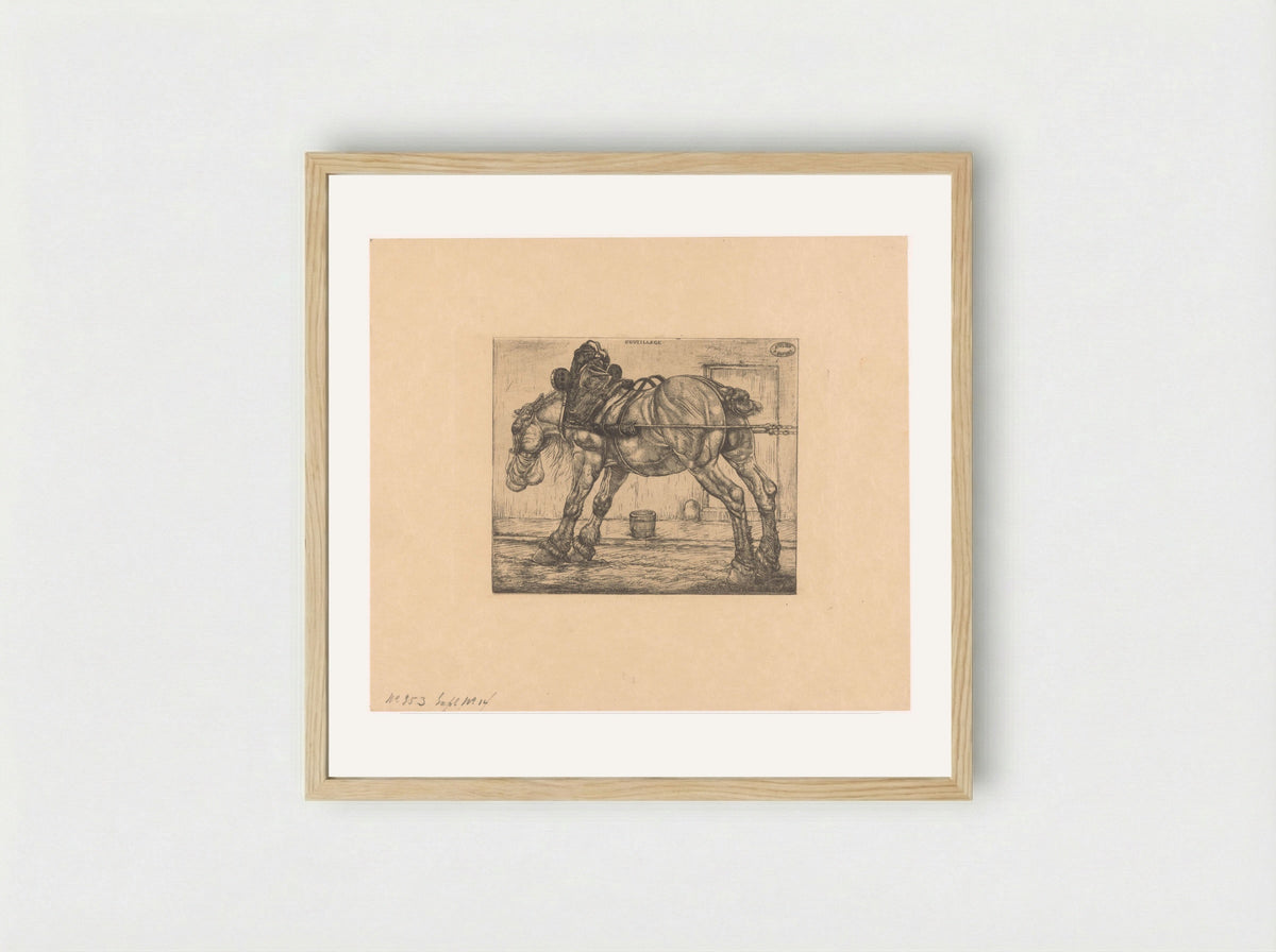 Trekpaard met haverzak - Pieter Dupont - Framed Print Wood