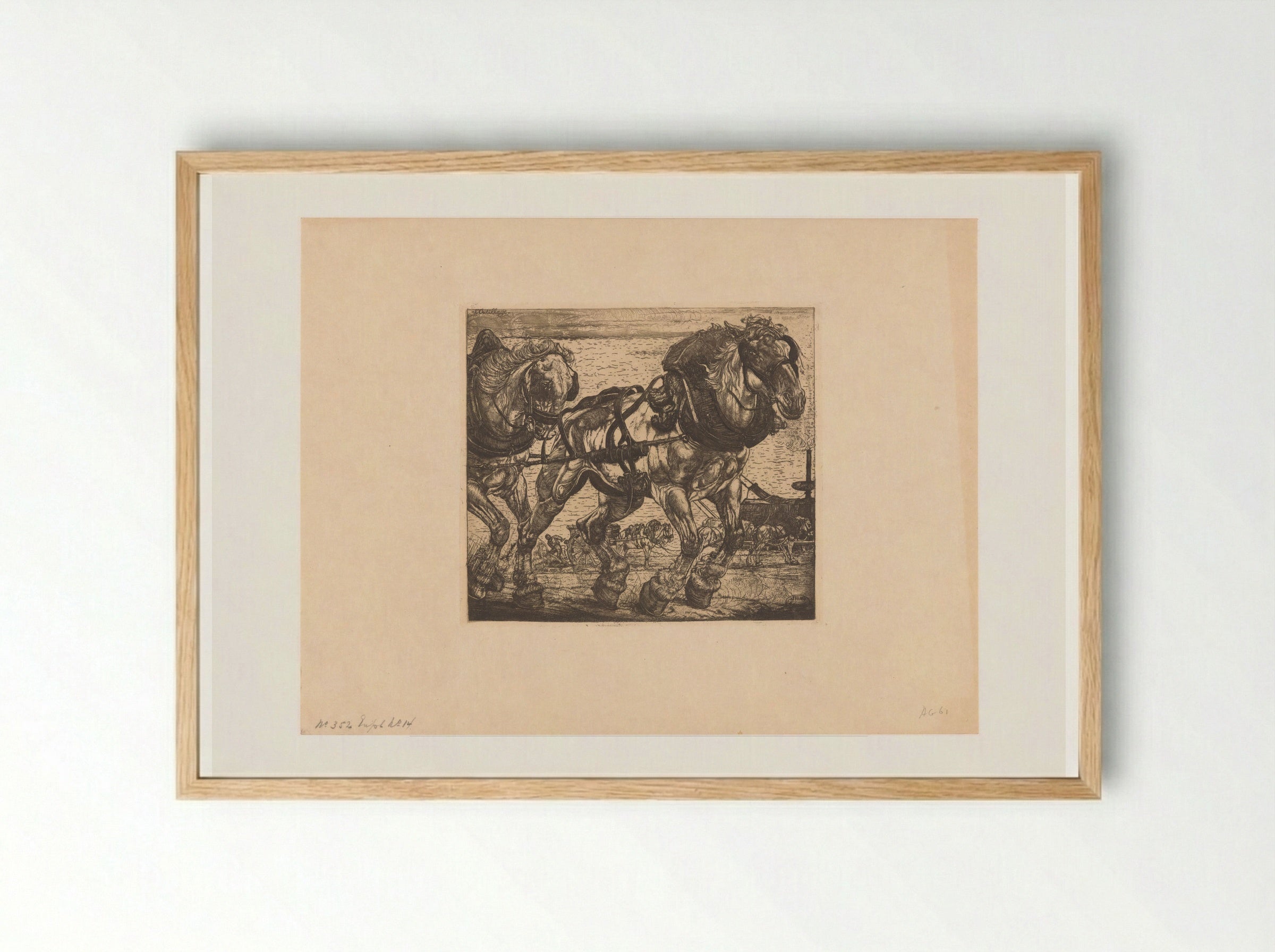 Trekpaarden bij de Seine in Parijs - Pieter Dupont - Framed Print Wood