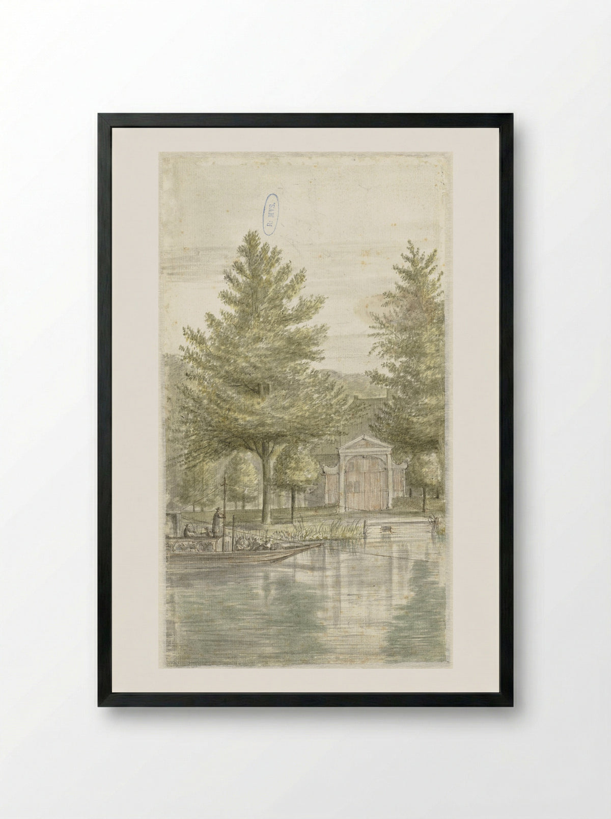 Trekschuit bij landhuis Hoogevecht - Abraham Rutgers - Framed Print Black