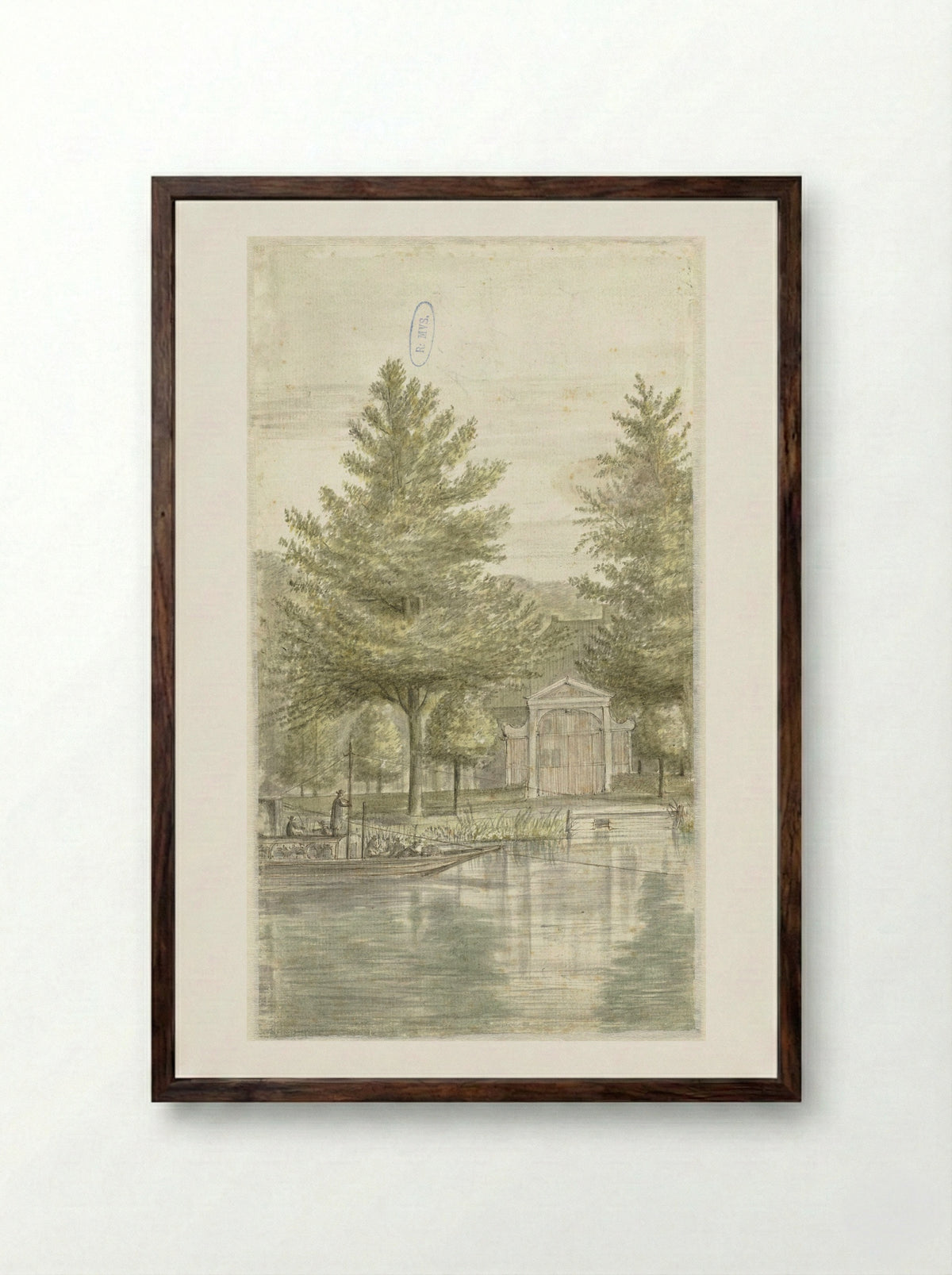 Trekschuit bij landhuis Hoogevecht - Abraham Rutgers - Framed Print Dark Wood