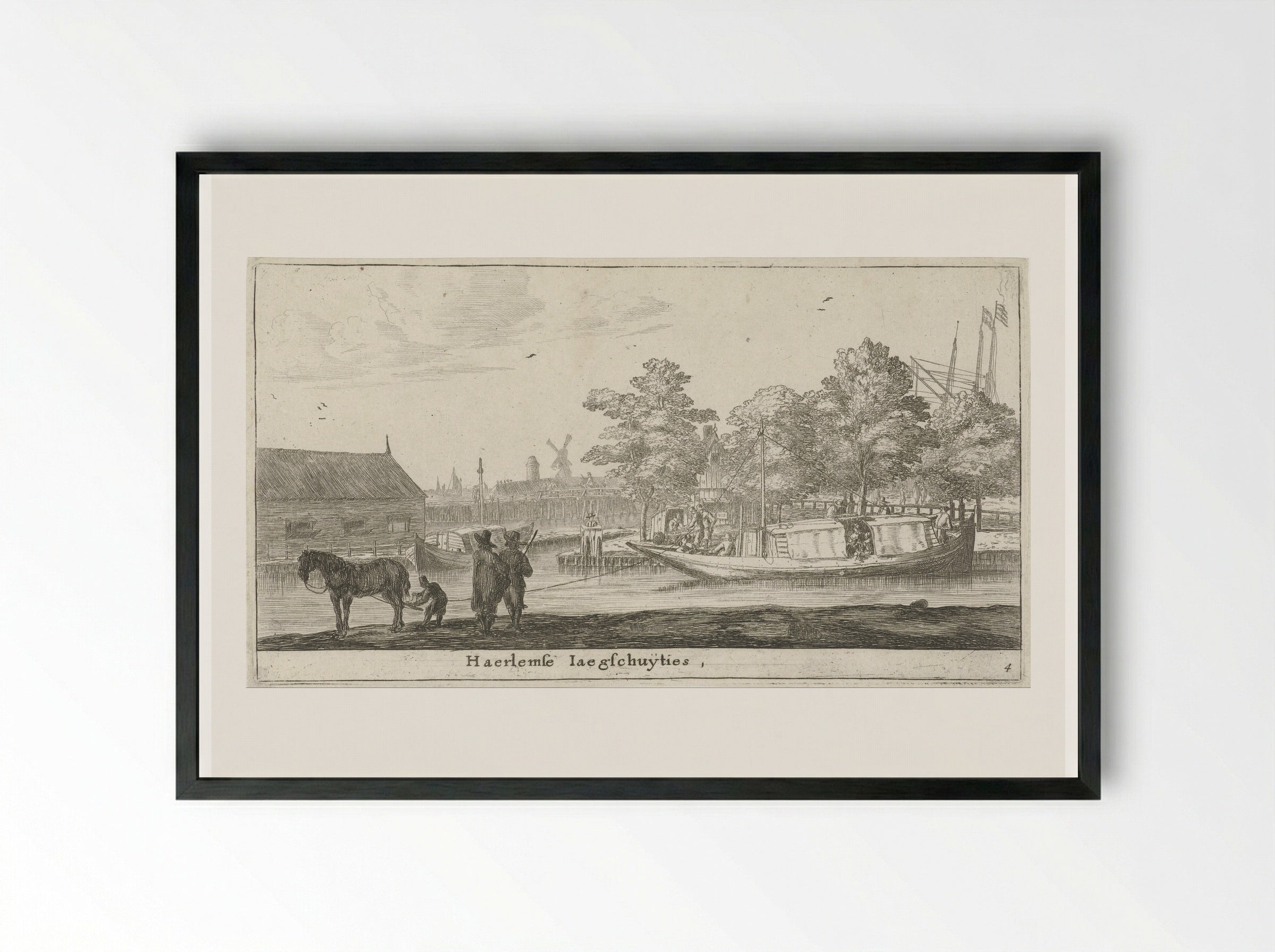 Trekschuit naar Haarlem - Reinier Nooms - Framed Print Black