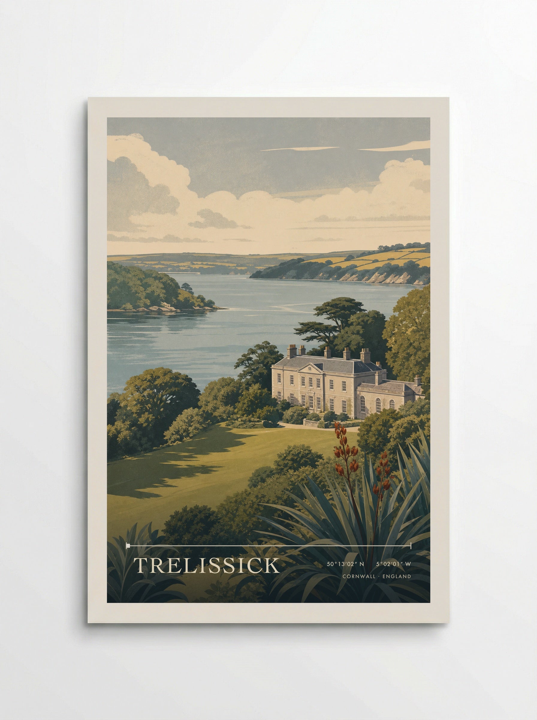 Trelissick Cornwall England Travel Poster - Poster