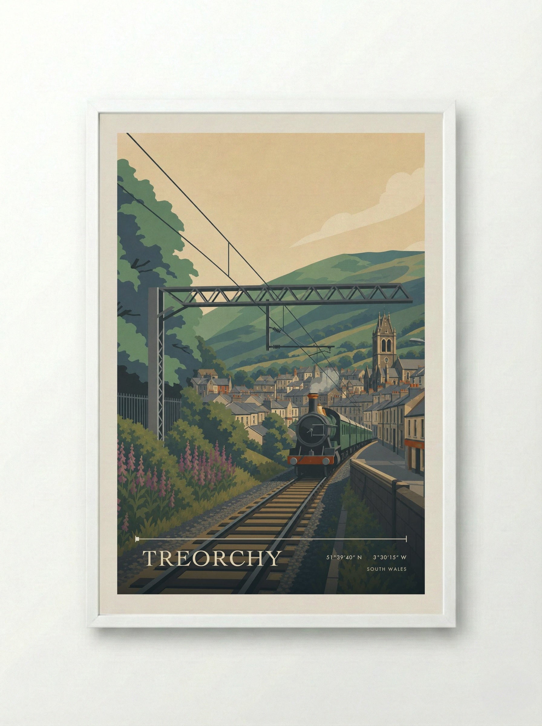 Treorchy South Wales Wales Travel Poster - Framed Print White