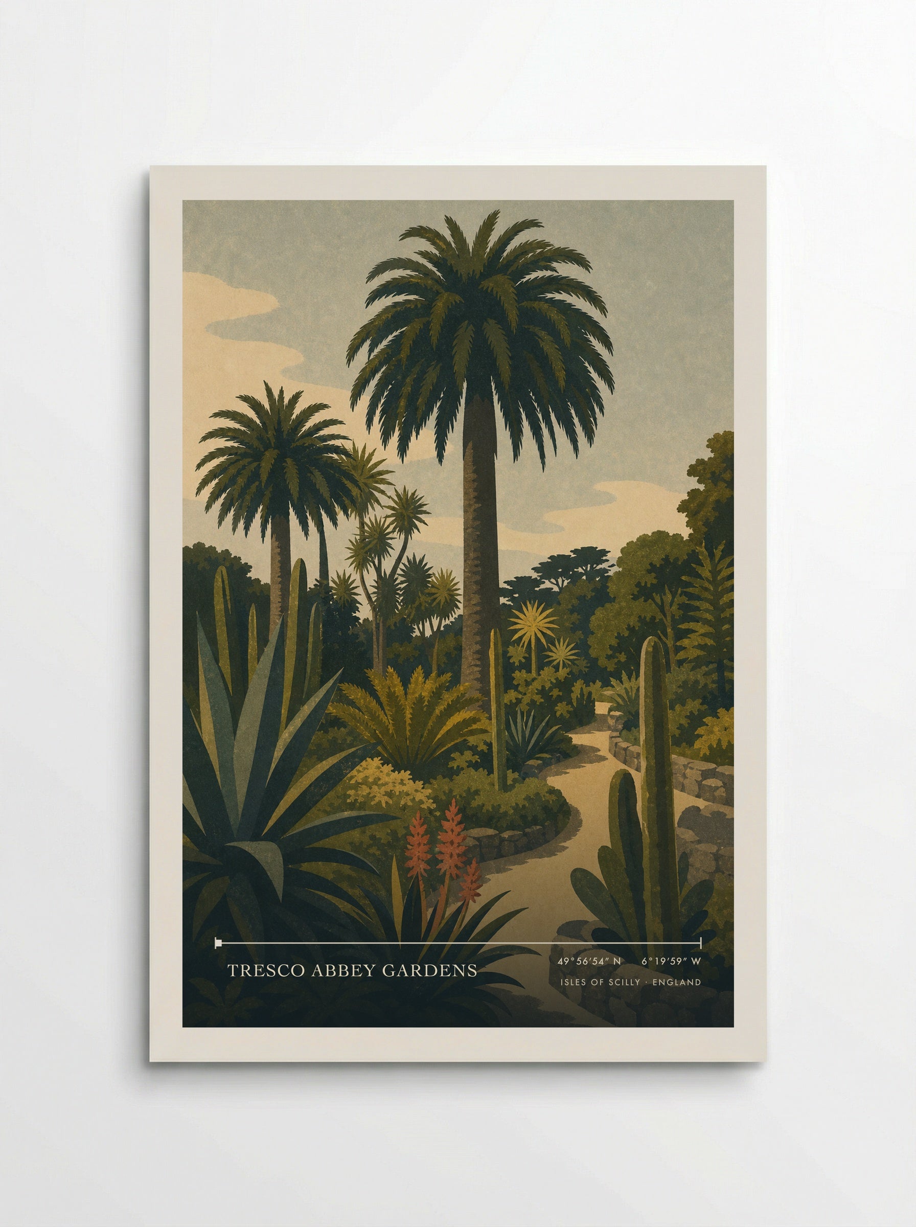 Tresco Abbey Gardens Isles of Scilly England Travel Poster - Poster