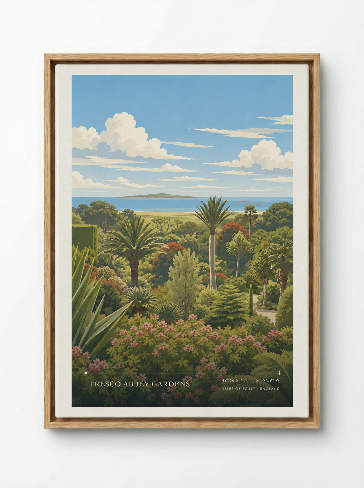 Tresco Abbey Gardens, Isles of Scilly | Travel Poster - Framed Canvas Wood