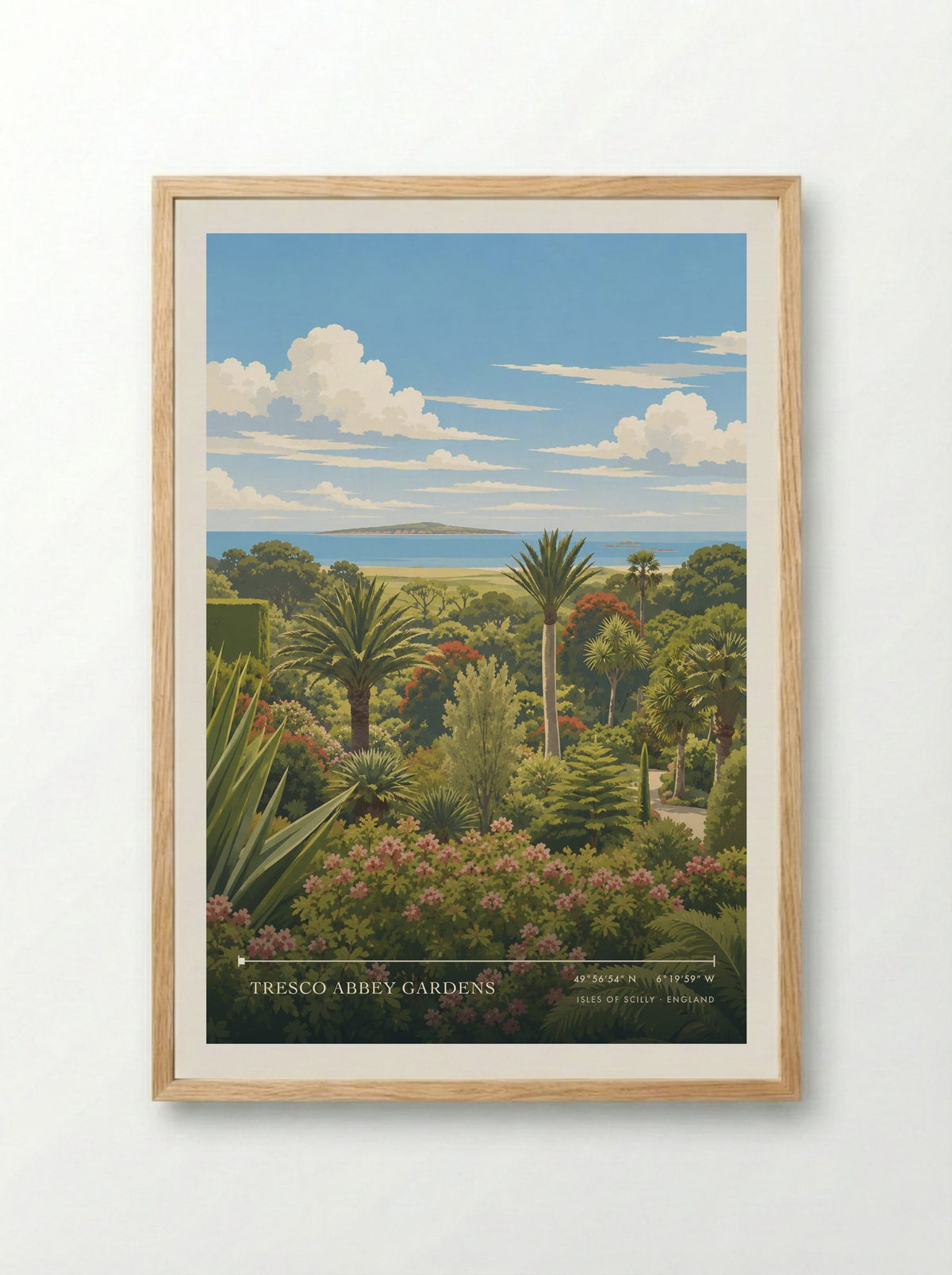 Tresco Abbey Gardens, Isles of Scilly | Travel Poster - Framed Print Wood