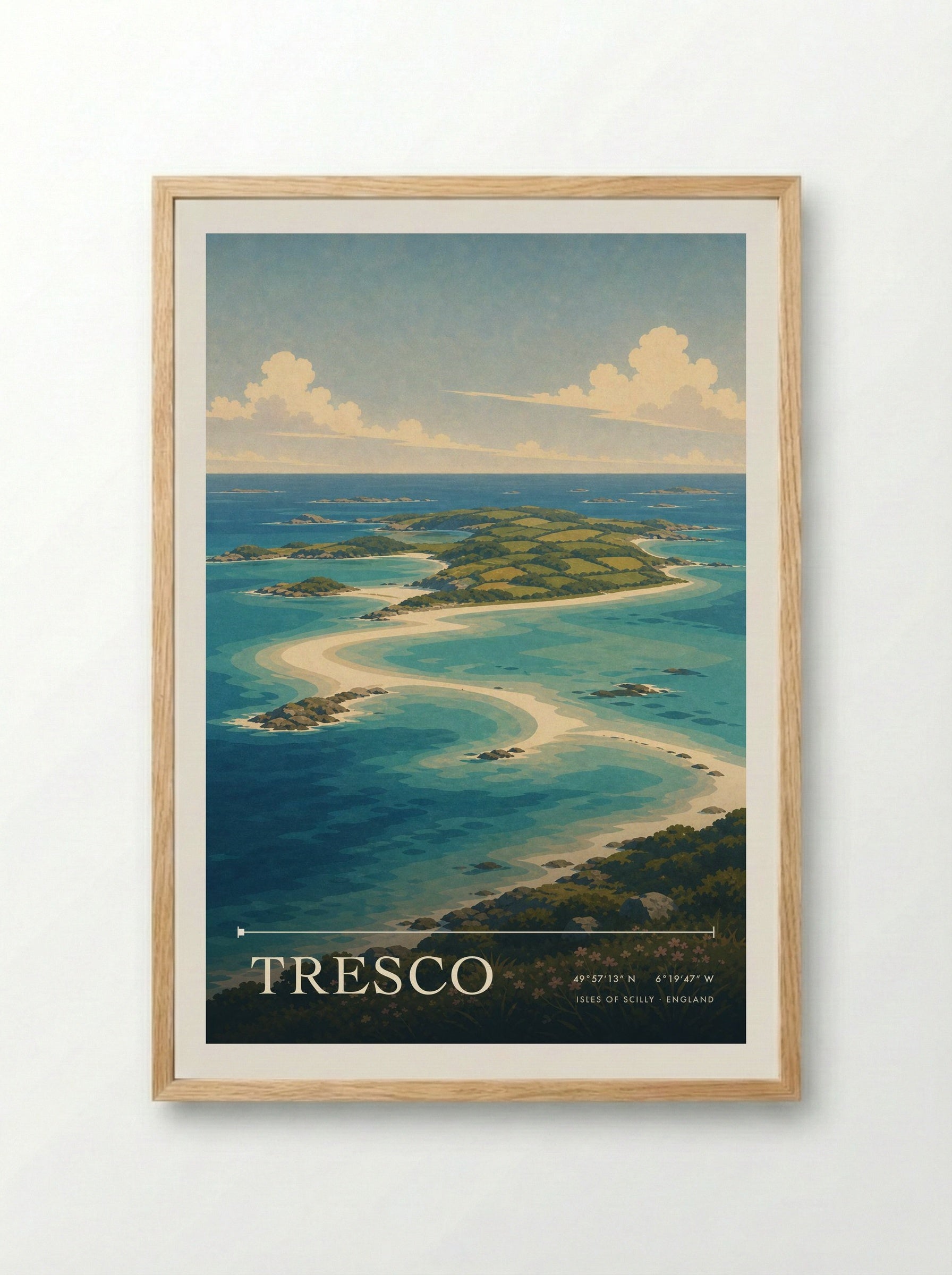 Tresco Isles of Scilly England Travel Poster - Framed Print Wood
