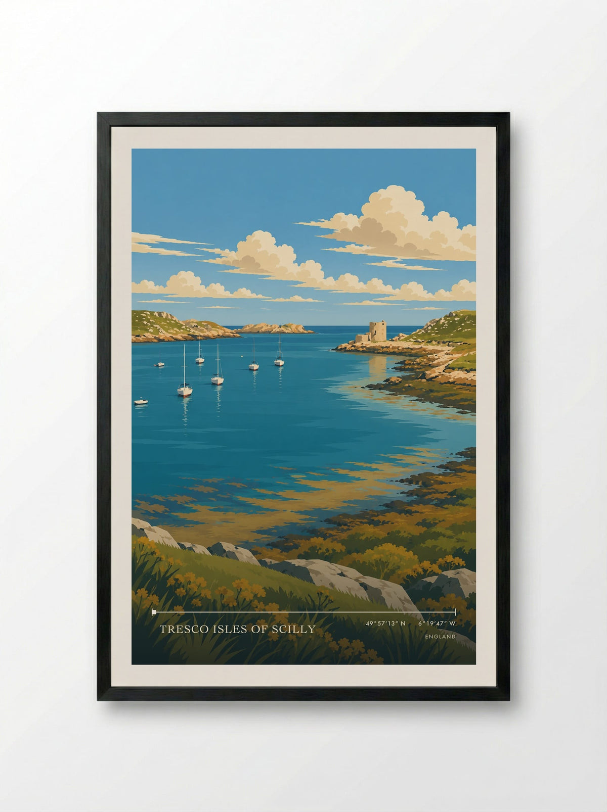 Tresco Isles of Scilly | Travel Poster - Framed Print Black