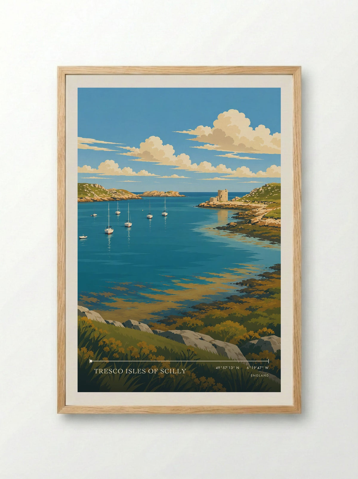 Tresco Isles of Scilly | Travel Poster - Framed Print Wood