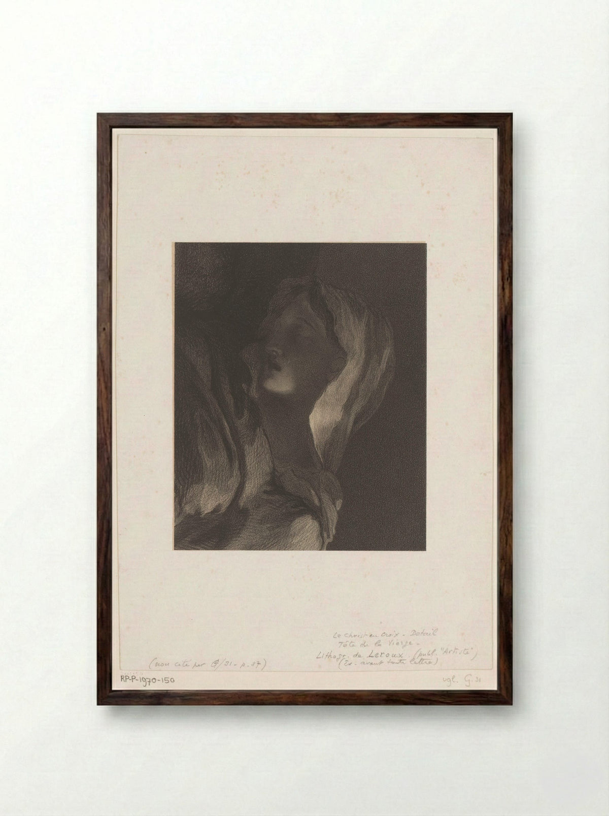 Treurende Maria (Mourning Mary) - Eugène Leroux - Framed Print Dark Wood