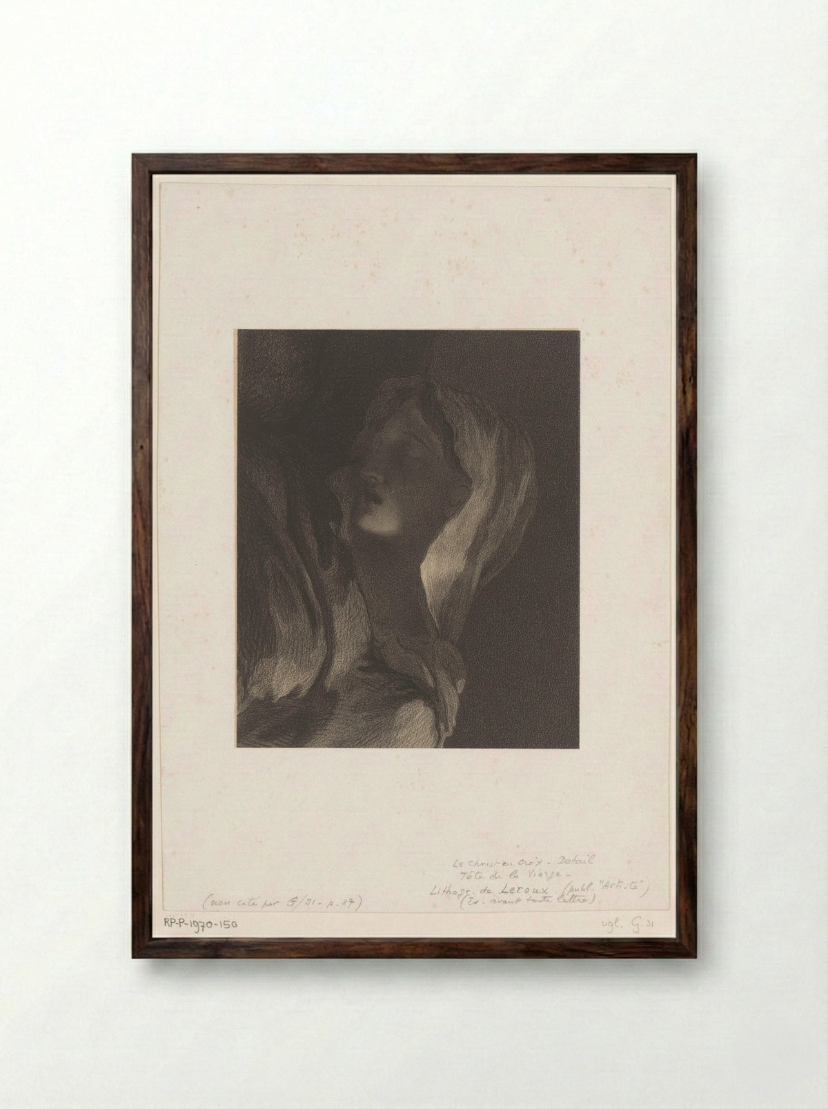 Treurende Maria (Mourning Mary) - Eugène Leroux - Framed Print Dark Wood