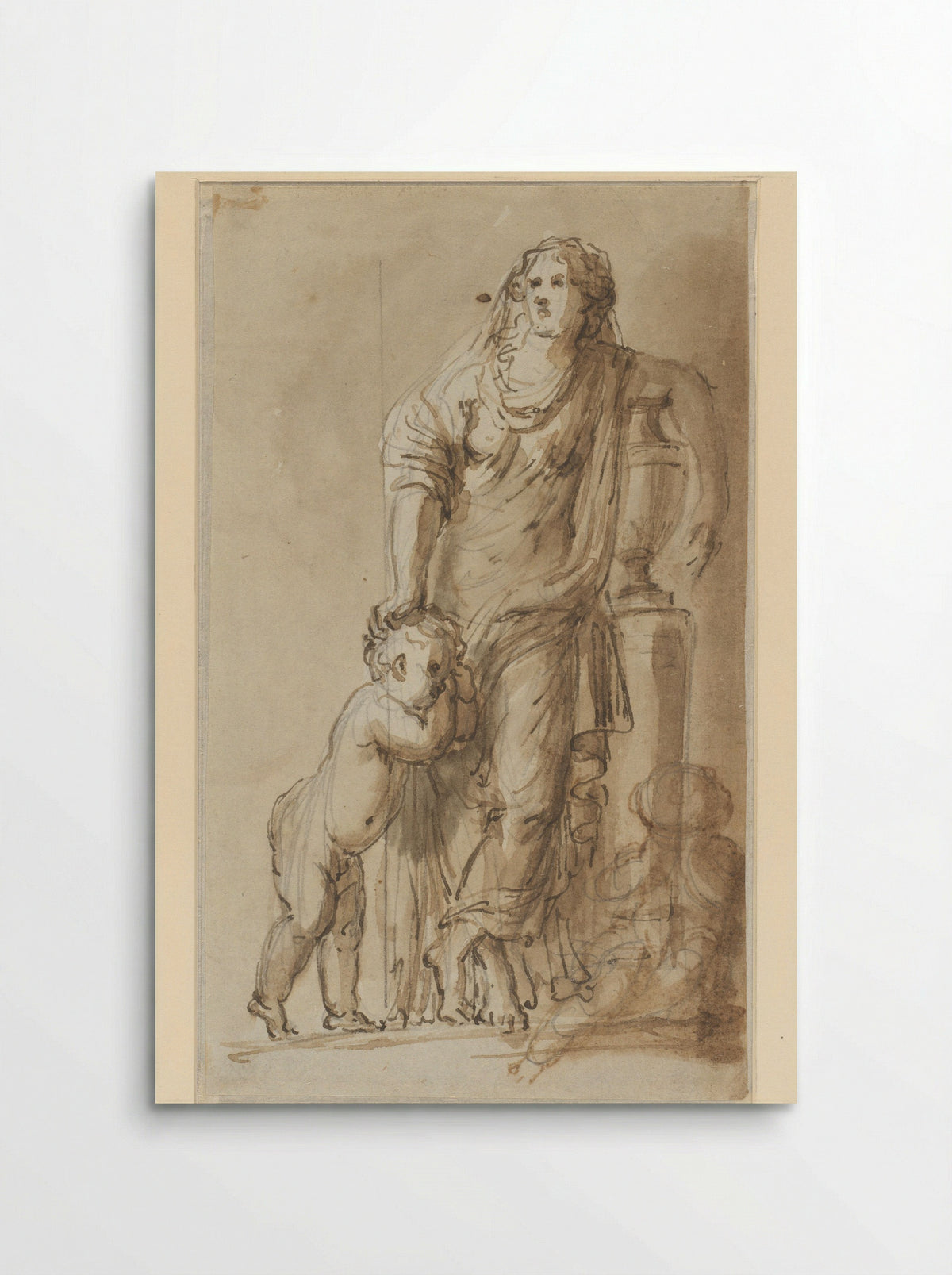 Treurende vrouw met twee kinderen - Willem Jacob Herreyns - Poster
