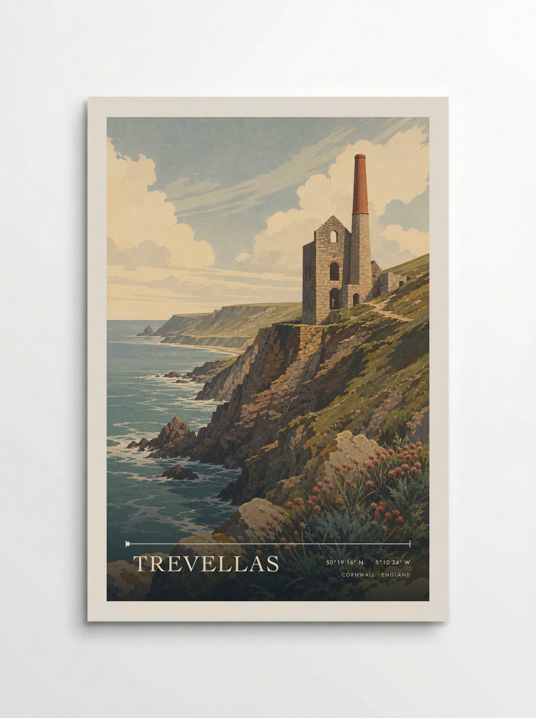 Trevellas Cornwall England Travel Poster - Poster