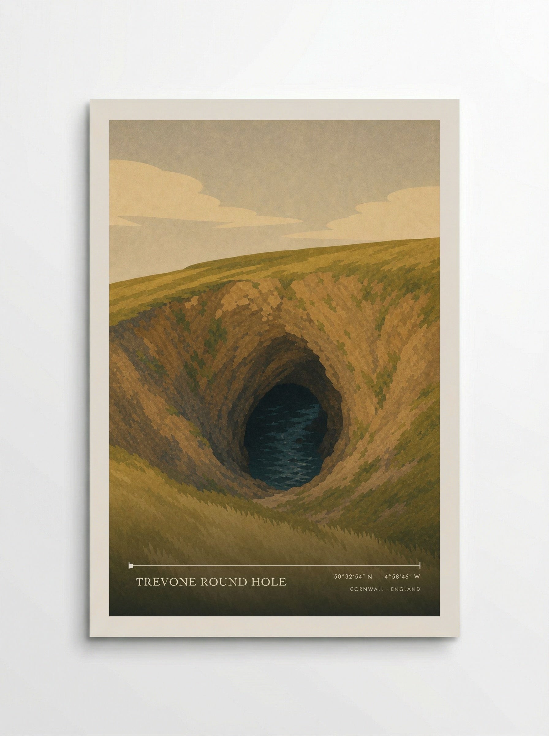 Trevone Round Hole Cornwall England Travel Poster - Poster
