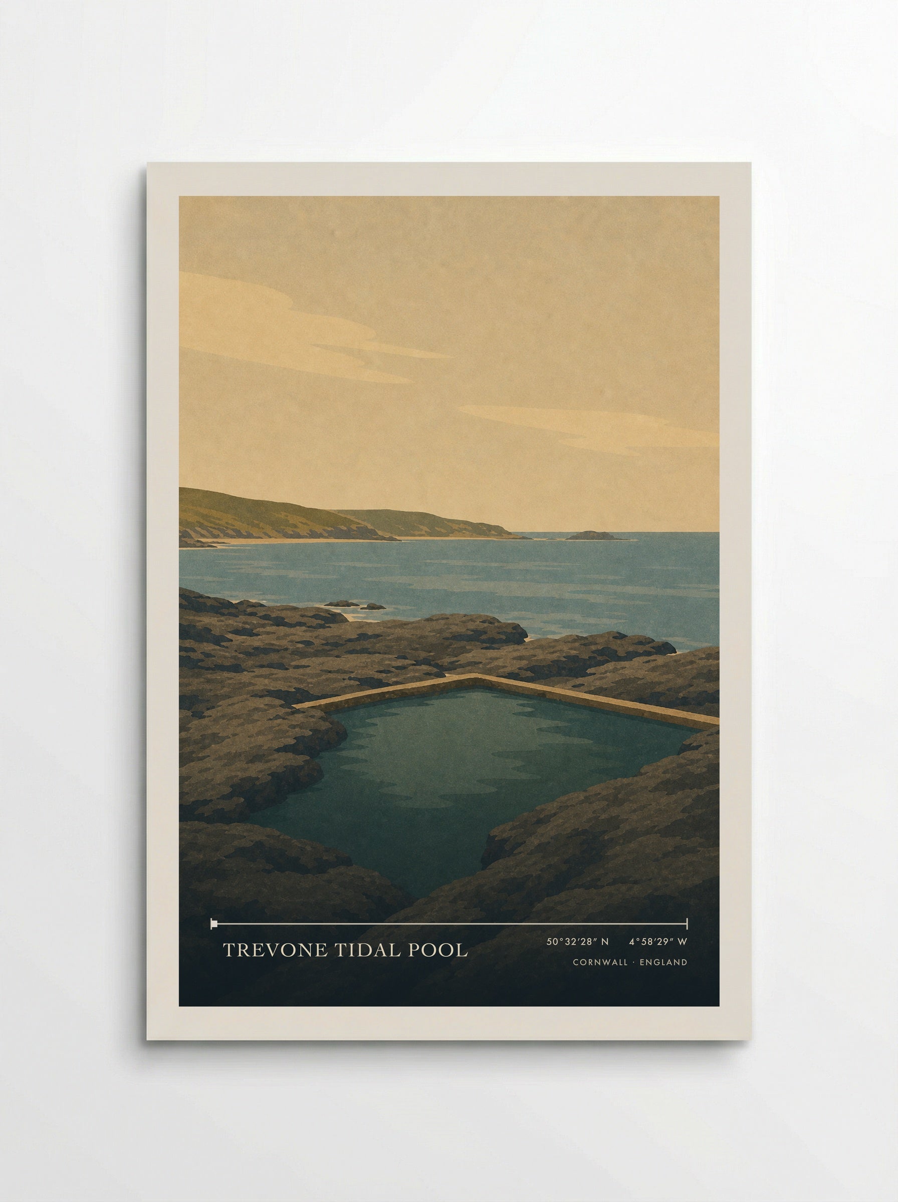 Trevone Tidal Pool Cornwall England Travel Poster - Poster