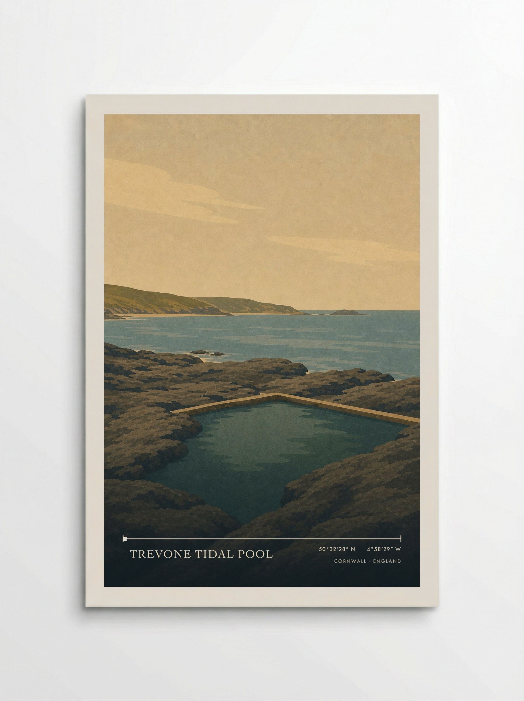 Trevone Tidal Pool Cornwall England Travel Poster - Poster