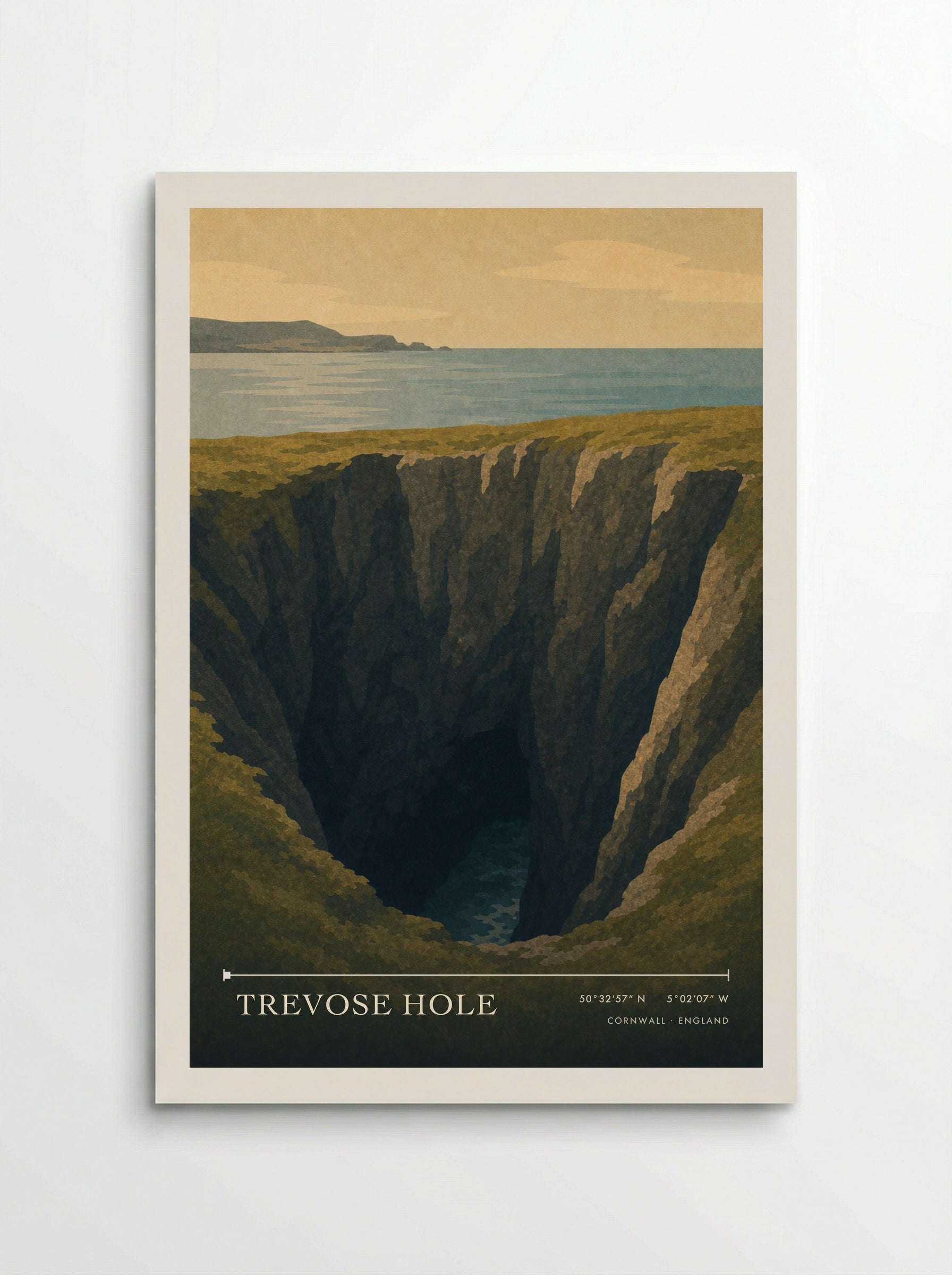 Trevose Hole Cornwall England Travel Poster - Poster