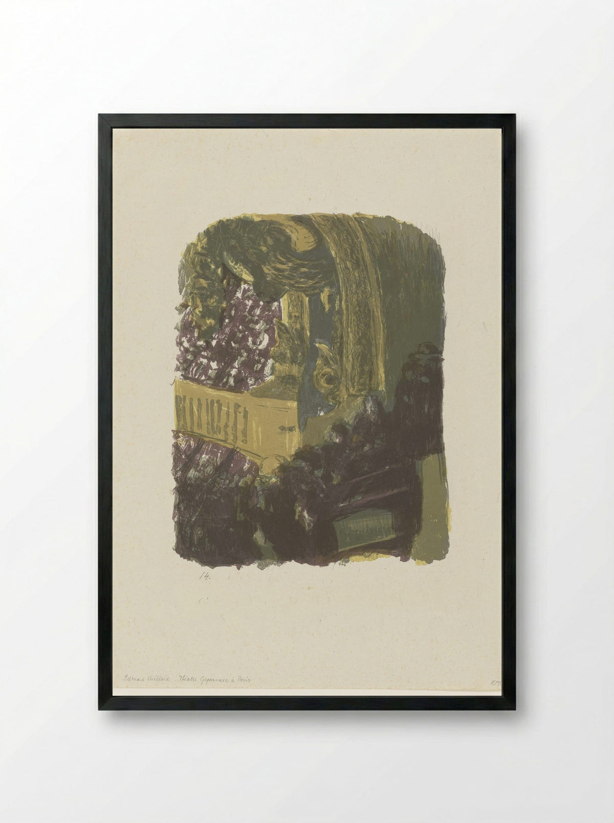 Tribune en balkons met publiek in Théâtre Gymnase in Parijs - Édouard Vuillard - Framed Print Black