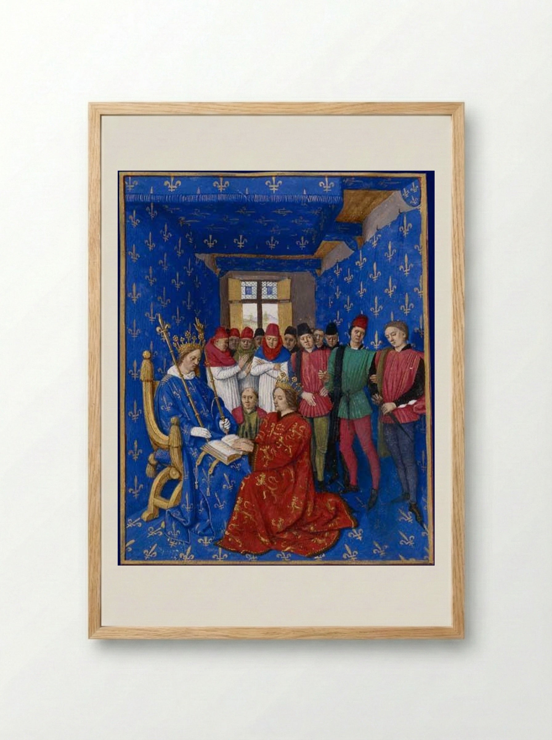 Tribute of Edward III to Philip VI - Jean Fouquet - Framed Print Wood