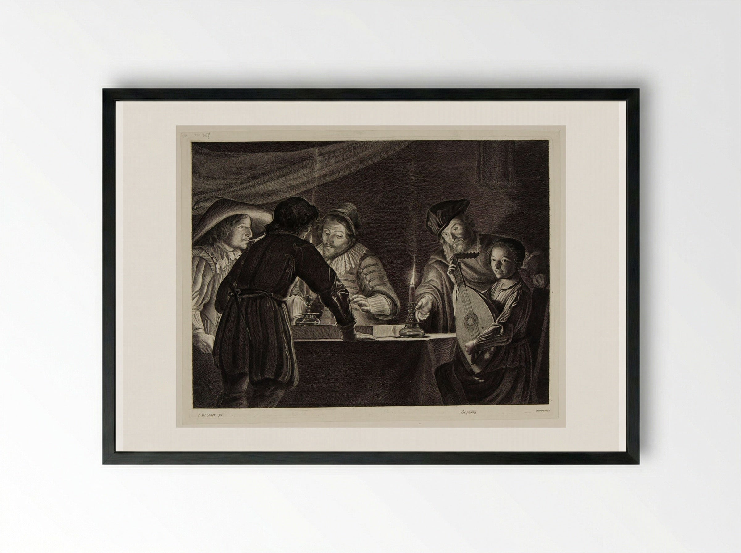 Tric-Trac Players - Lucas Vorsterman I - Framed Print Black