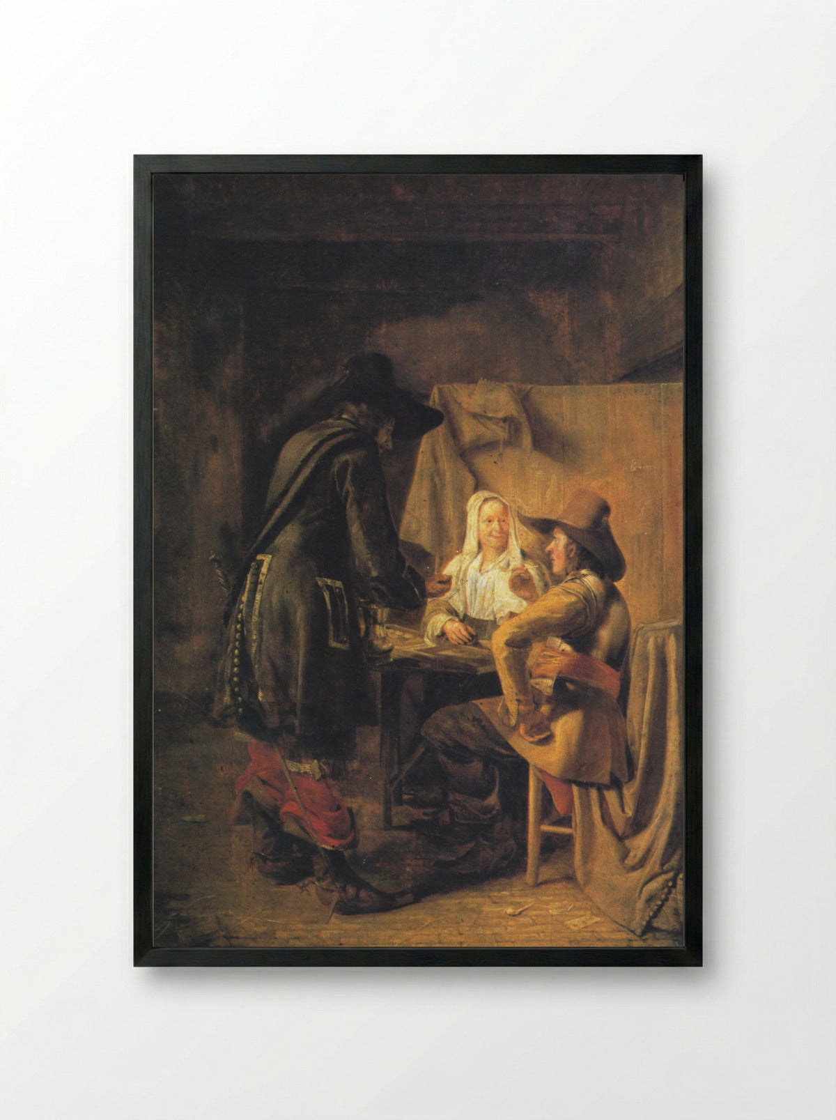 Tric-Trac Players - Pieter de Hooch - Framed Print Black
