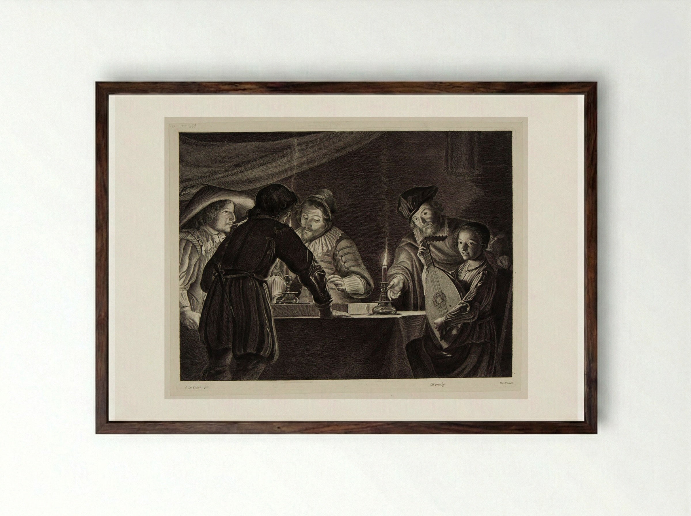 Tric-Trac Players - Lucas Vorsterman I - Framed Print Dark Wood