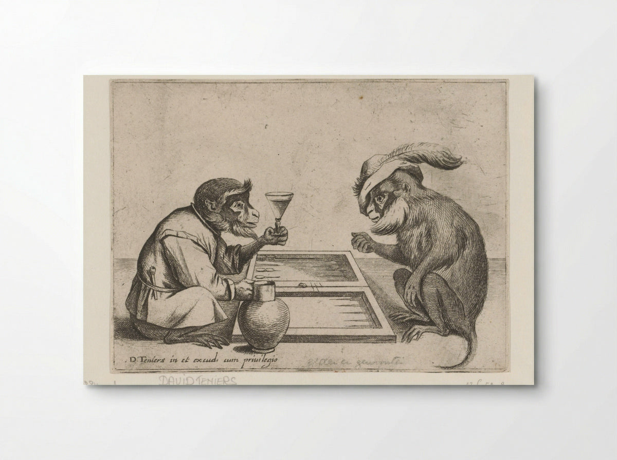 Tric-trac spelende apen - Quirin Boel - Poster