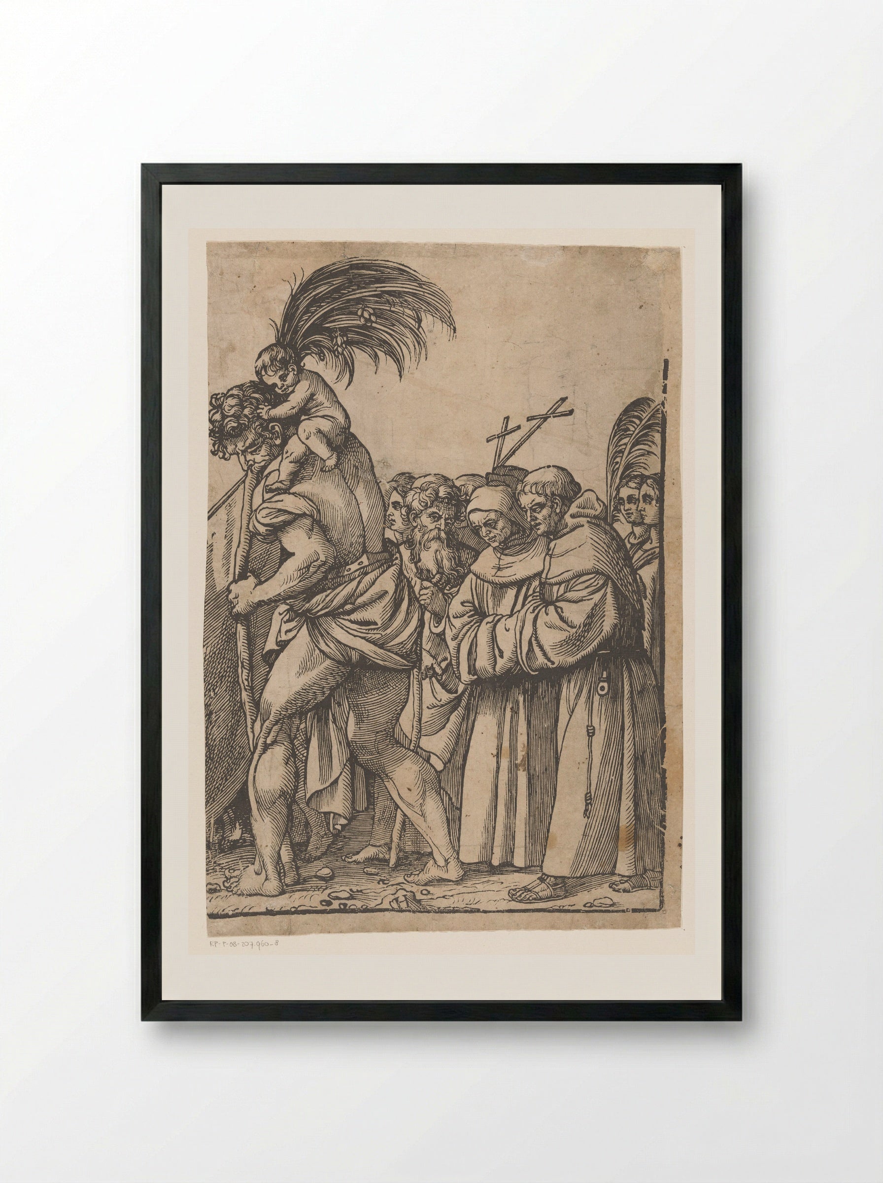 Triomf van Christus (achtste deel) - Andrea Andreani - Framed Print Black