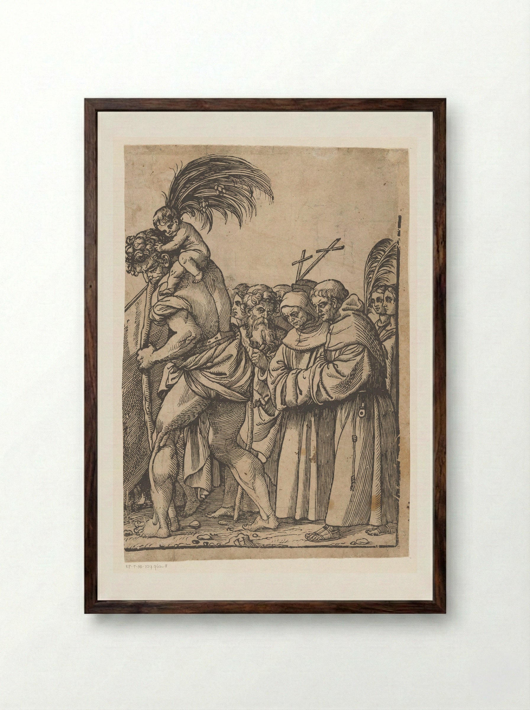 Triomf van Christus (achtste deel) - Andrea Andreani - Framed Print Dark Wood