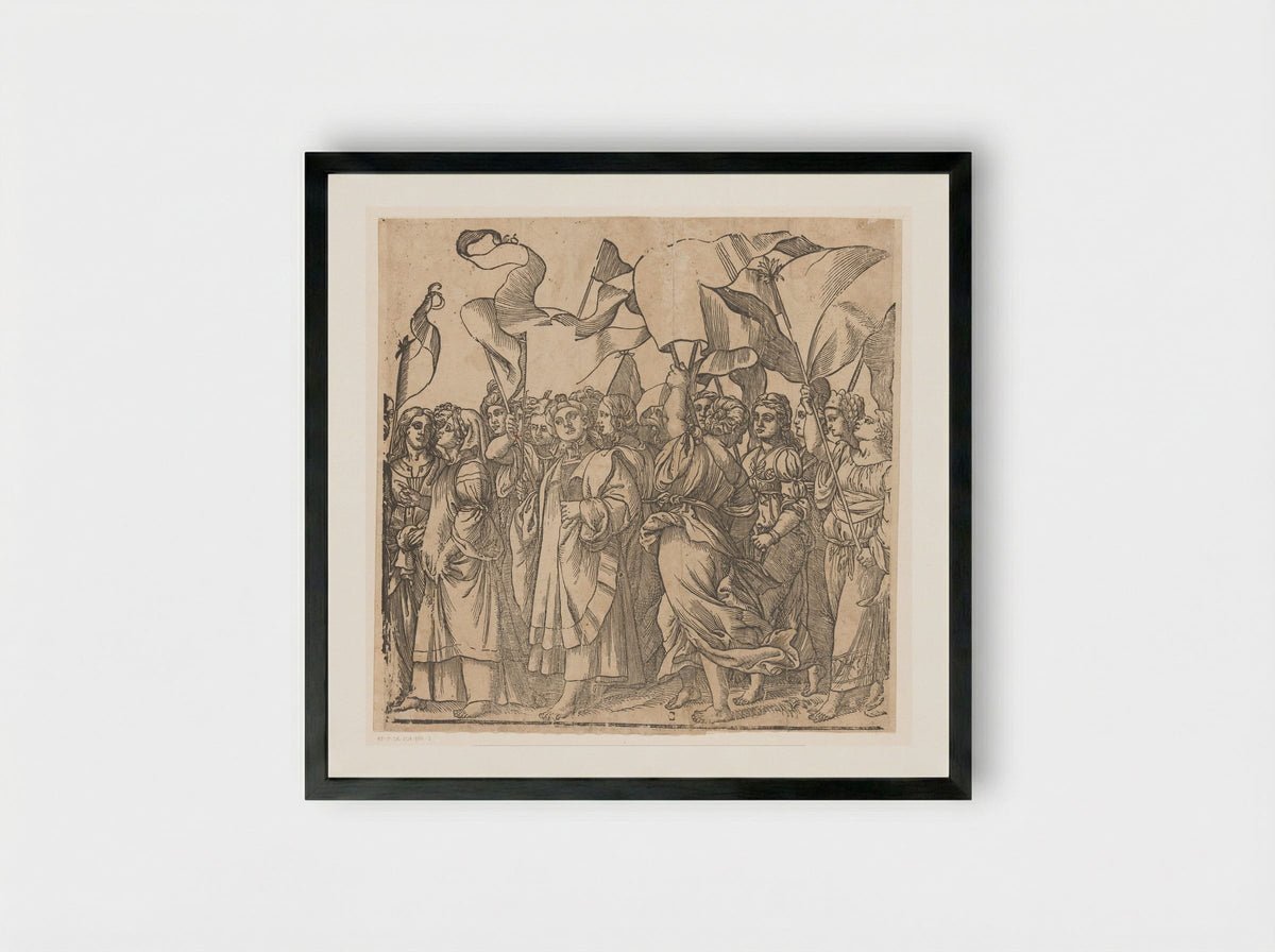 Triomf van Christus (derde deel) - Andrea Andreani - Framed Print Black
