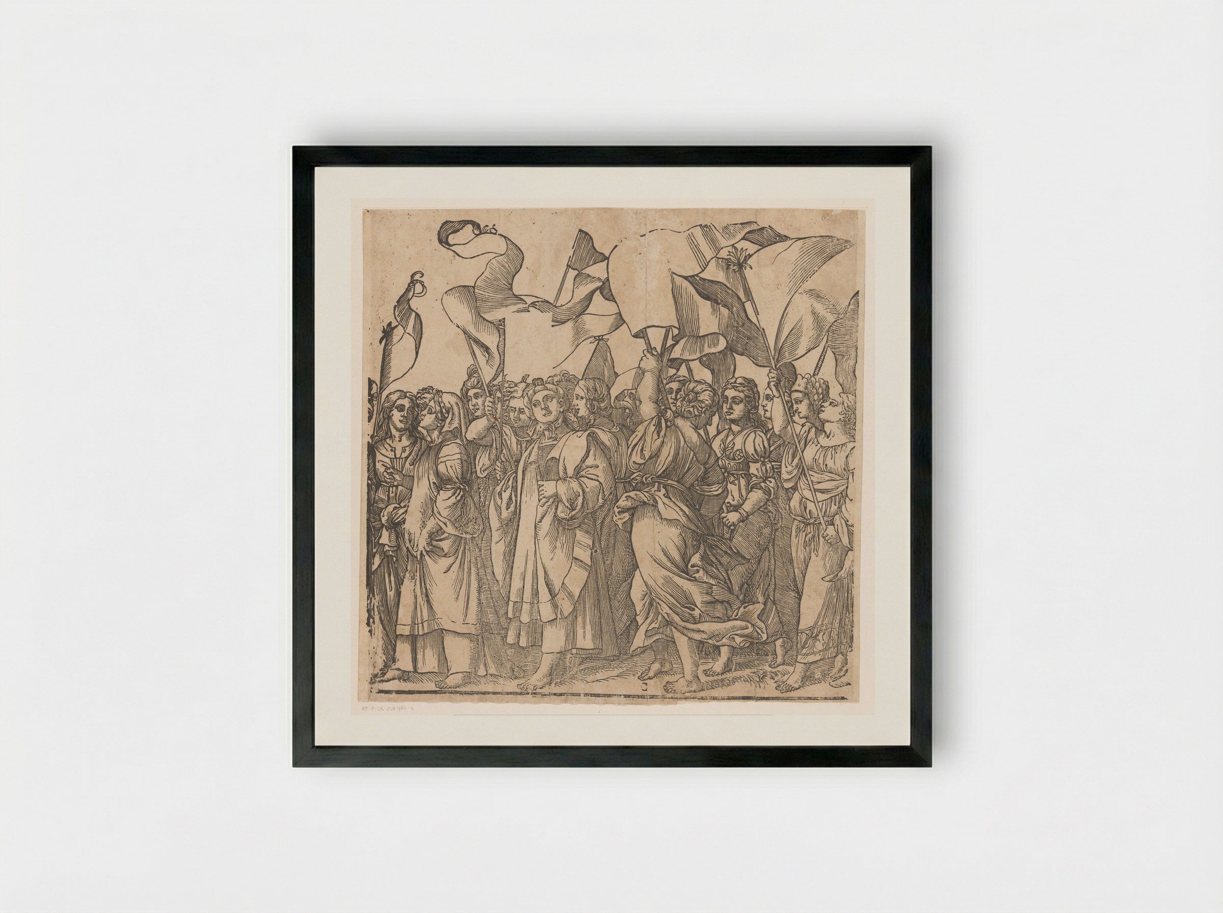 Triomf van Christus (derde deel) - Andrea Andreani - Framed Print Black
