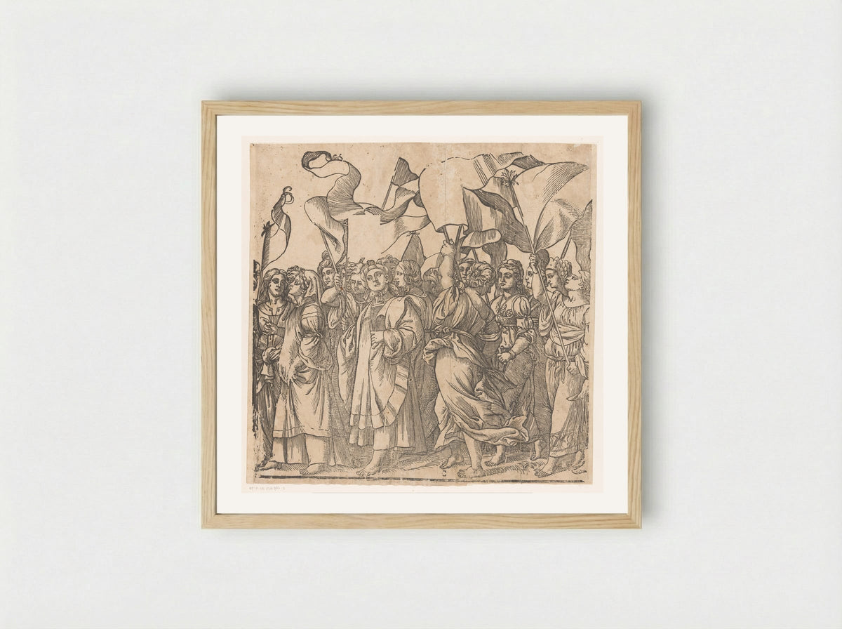 Triomf van Christus (derde deel) - Andrea Andreani - Framed Print Wood
