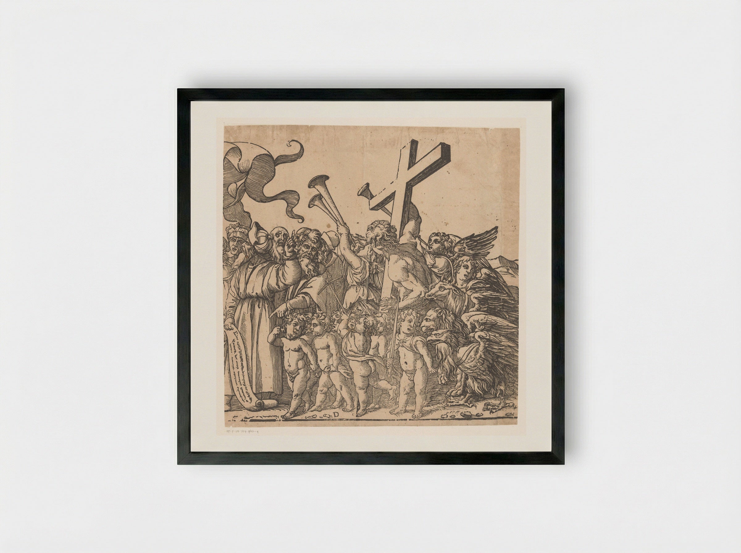 Triomf van Christus (vierde deel) - Andrea Andreani - Framed Print Black