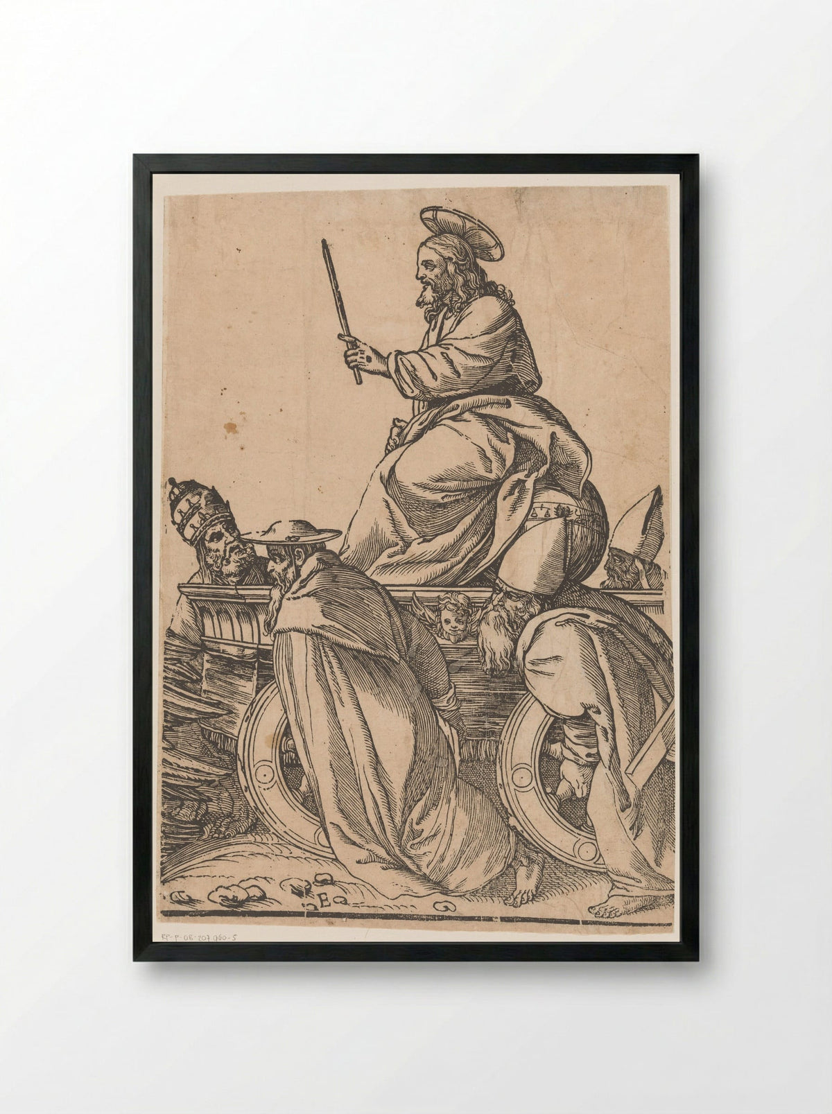 Triomf van Christus (vijfde deel) - Andrea Andreani - Framed Print Black