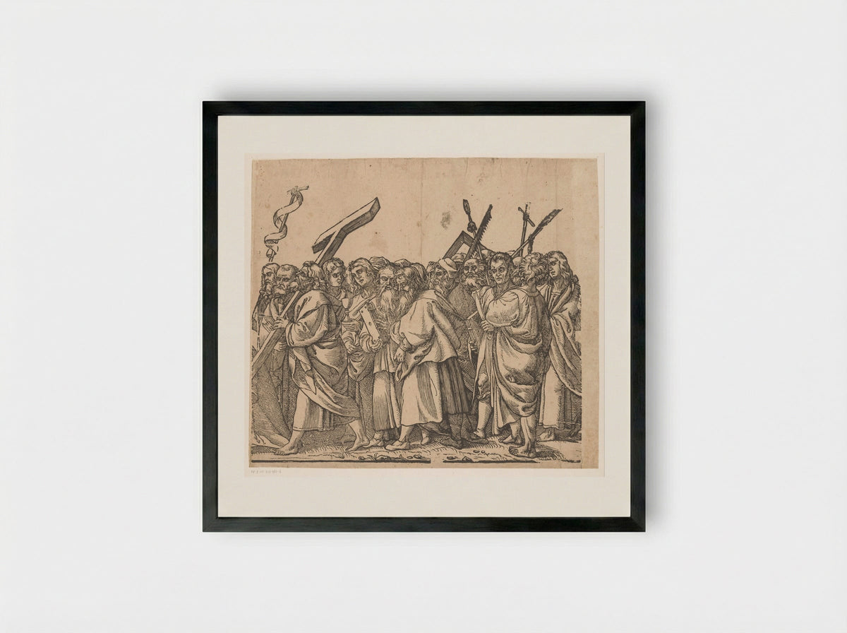 Triomf van Christus (zesde deel) - Andrea Andreani - Framed Print Black