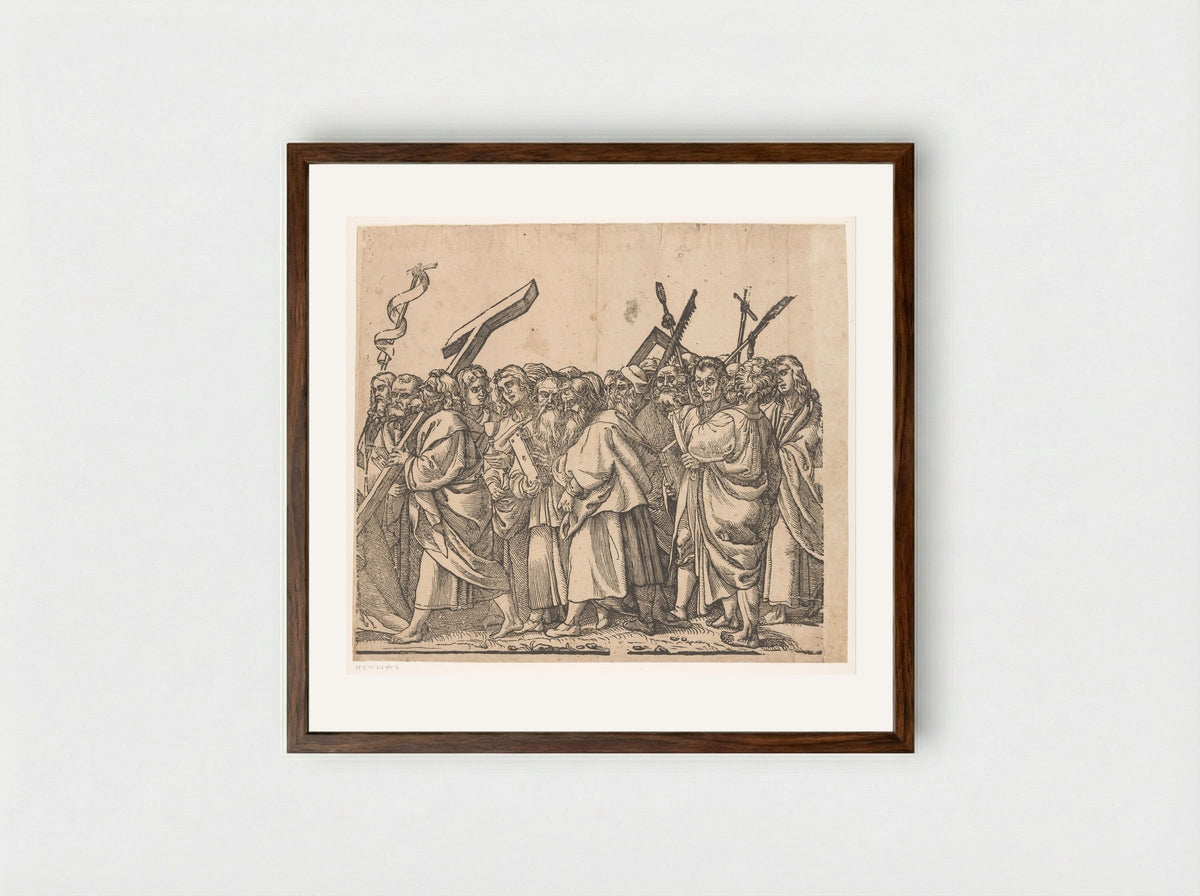 Triomf van Christus (zesde deel) - Andrea Andreani - Framed Print Dark Wood