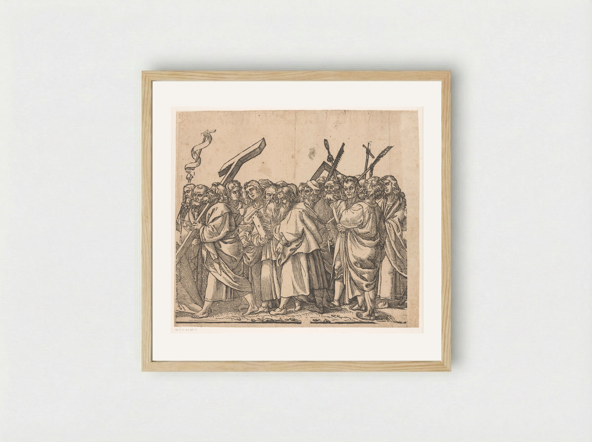 Triomf van Christus (zesde deel) - Andrea Andreani - Framed Print Wood