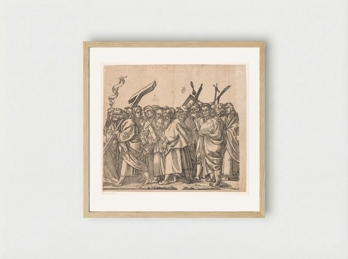 Triomf van Christus (zesde deel) - Andrea Andreani - Framed Print Wood